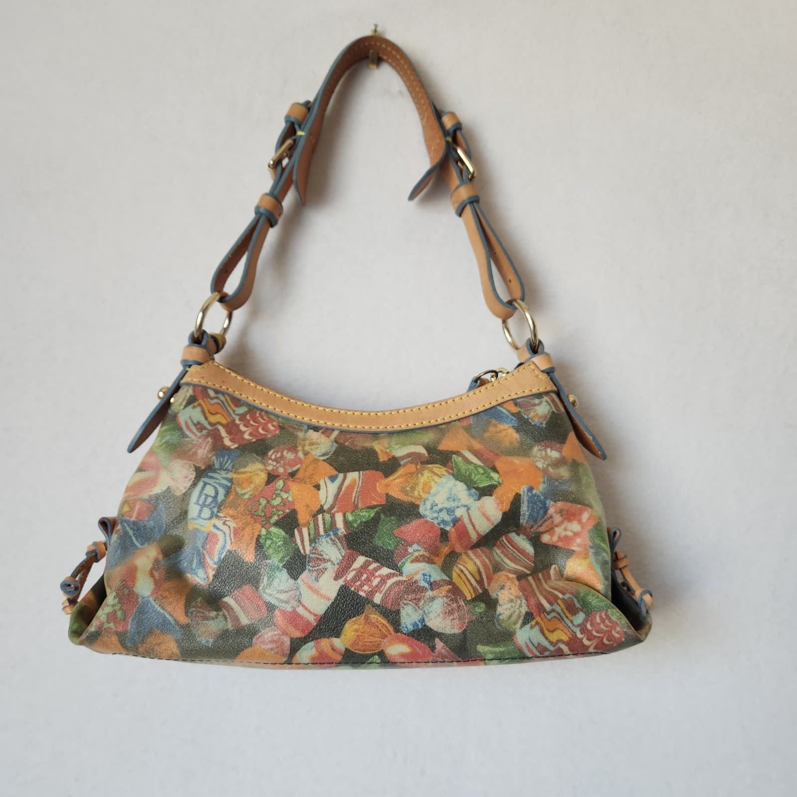 Dooney & Bourke Leather Multicolor Candy Printed Shoulder Bag - Thumbnail 3