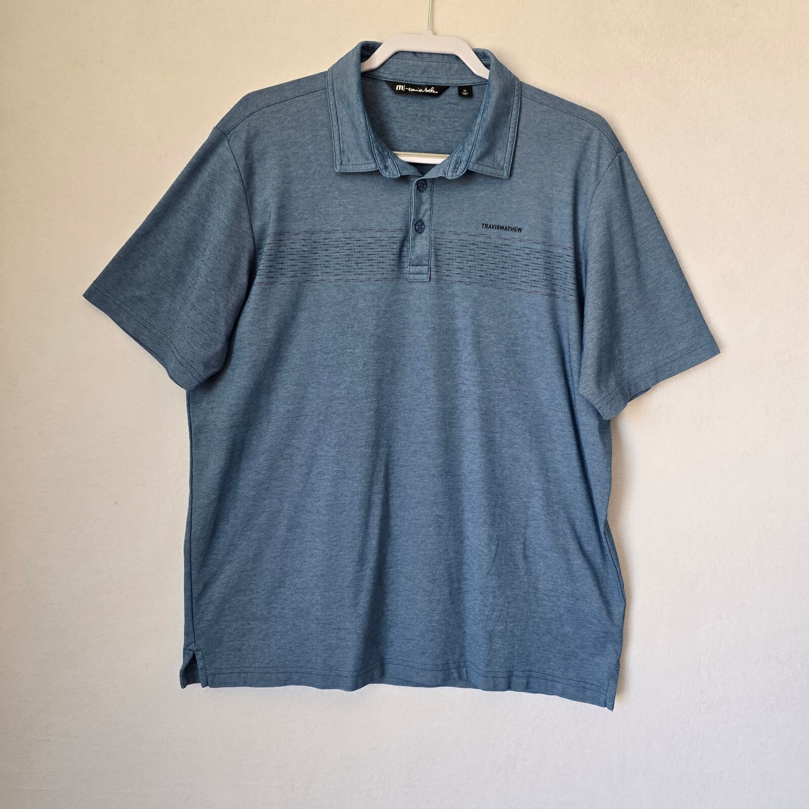 Travis Mathew Island Traveler Polo Shirt Short Sleeve Pima Cotton Blue Men's XL - Thumbnail 2