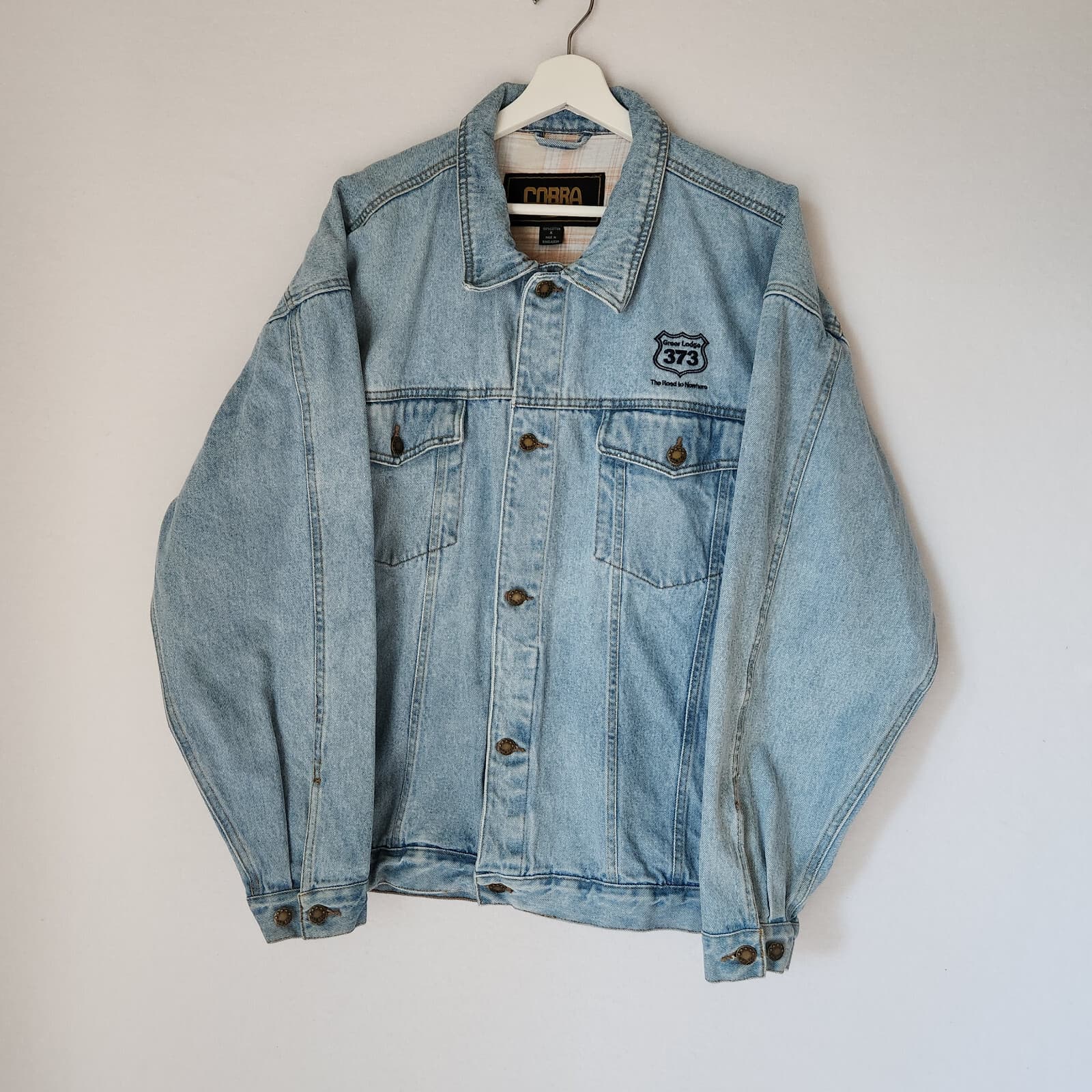 Vintage Cobra Greer Lodge 373 The Road To Nowhere Trucker Biker Jean Jacket Sz.X - Thumbnail 2