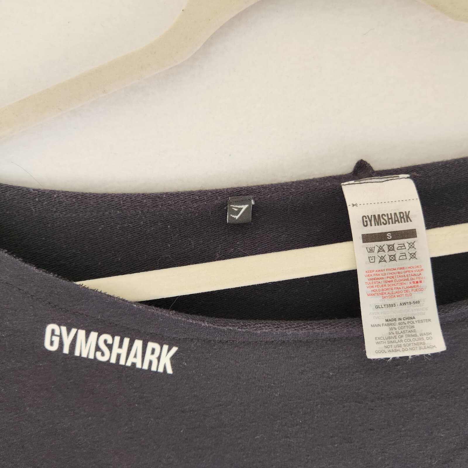 Gymshark Terry Knit Sweatshirt Long Sleeve Wide Neck Slit Back Black Women's S - Thumbnail 6