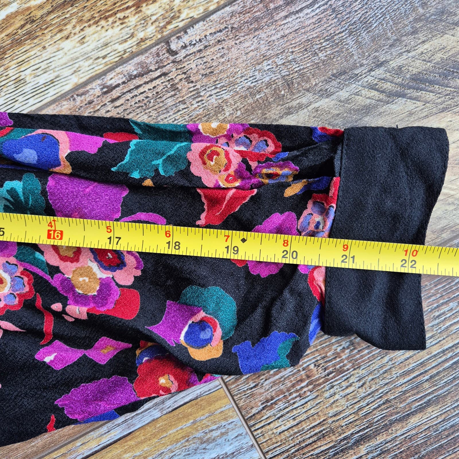 Vintage NWT Carole Little USA Floral Jacket Button Pocket Black Rayon Women's 12 - Thumbnail 12