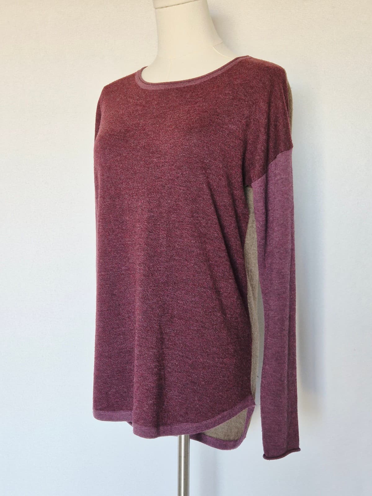 Smartwool Women's S Shadow Pine Wool Blend Sweater Crewneck Purple Colorblock - Thumbnail 2