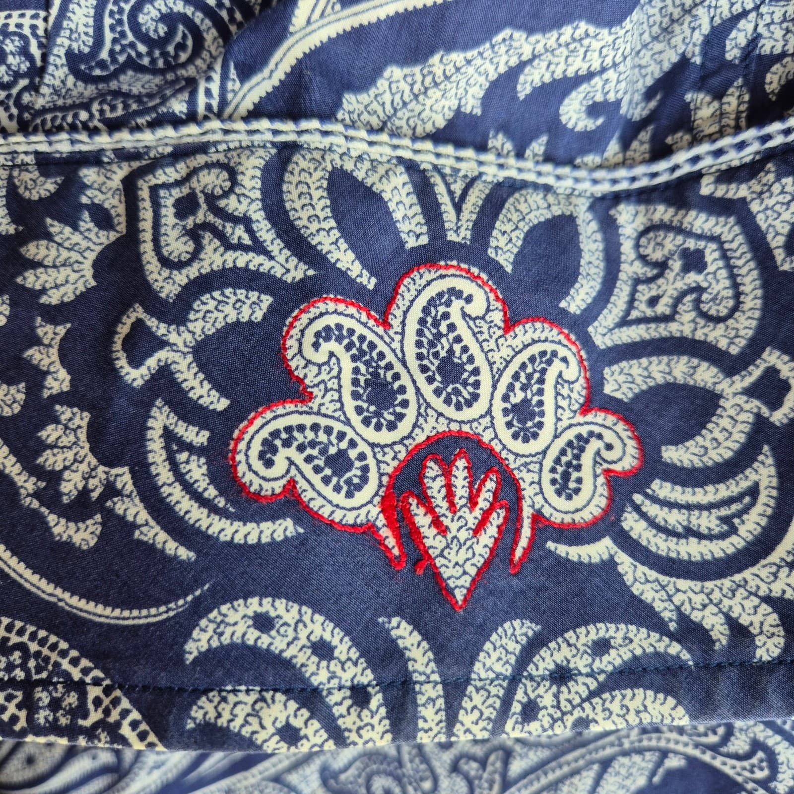 Robert Graham Men L Paisley Embroidered Button-Up Shirt Long Sleeve Cotton Blue - Thumbnail 7