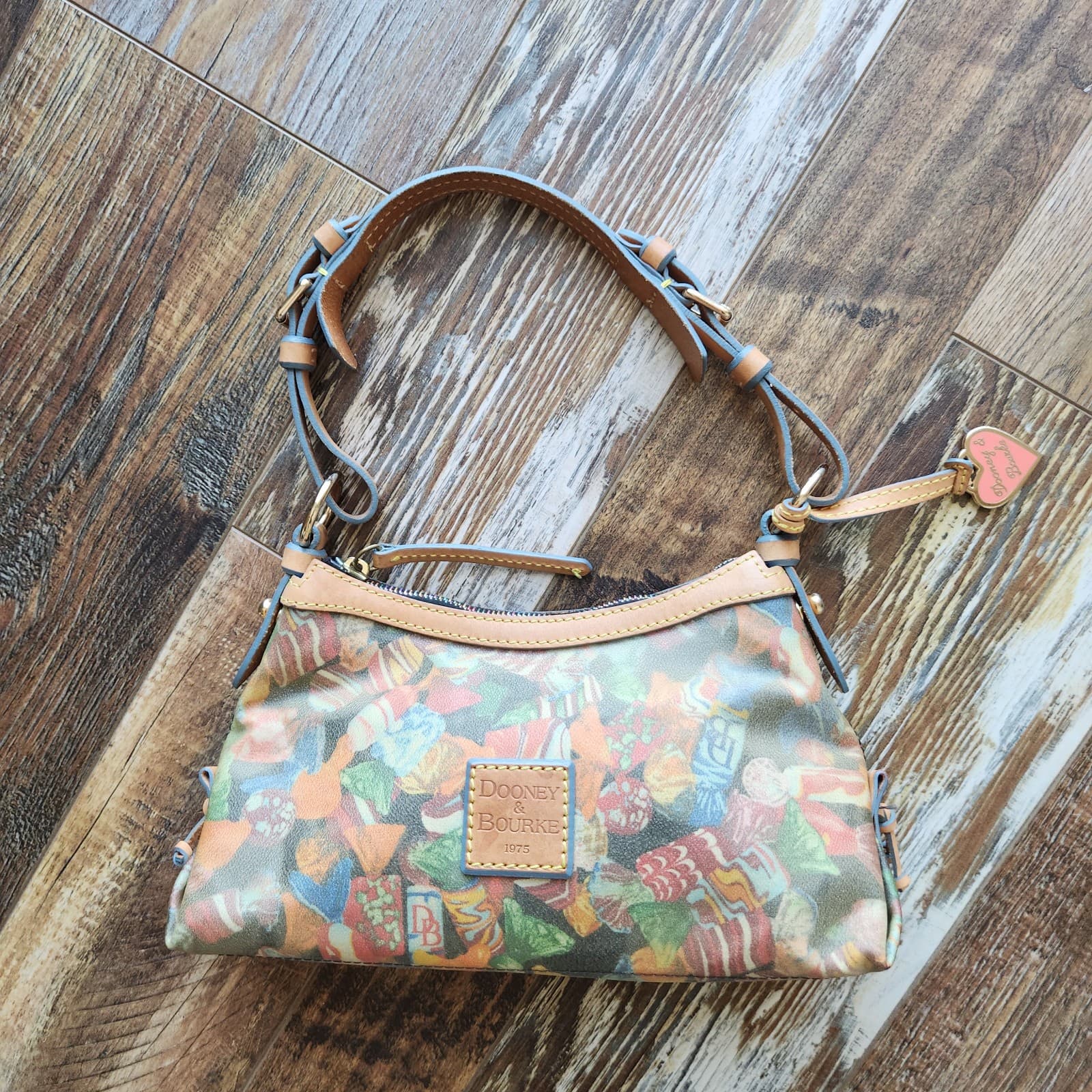 Dooney & Bourke Leather Multicolor Candy Printed Shoulder Bag - Thumbnail 2