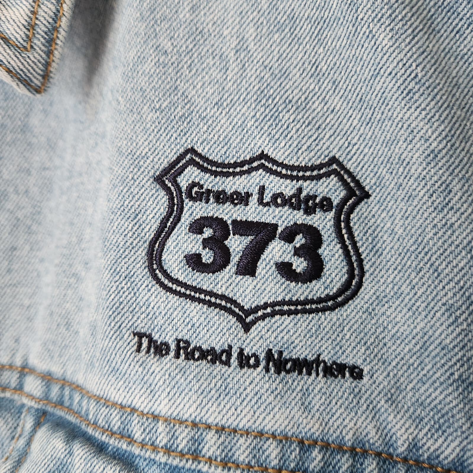 Vintage Cobra Greer Lodge 373 The Road To Nowhere Trucker Biker Jean Jacket Sz.X - Thumbnail 3