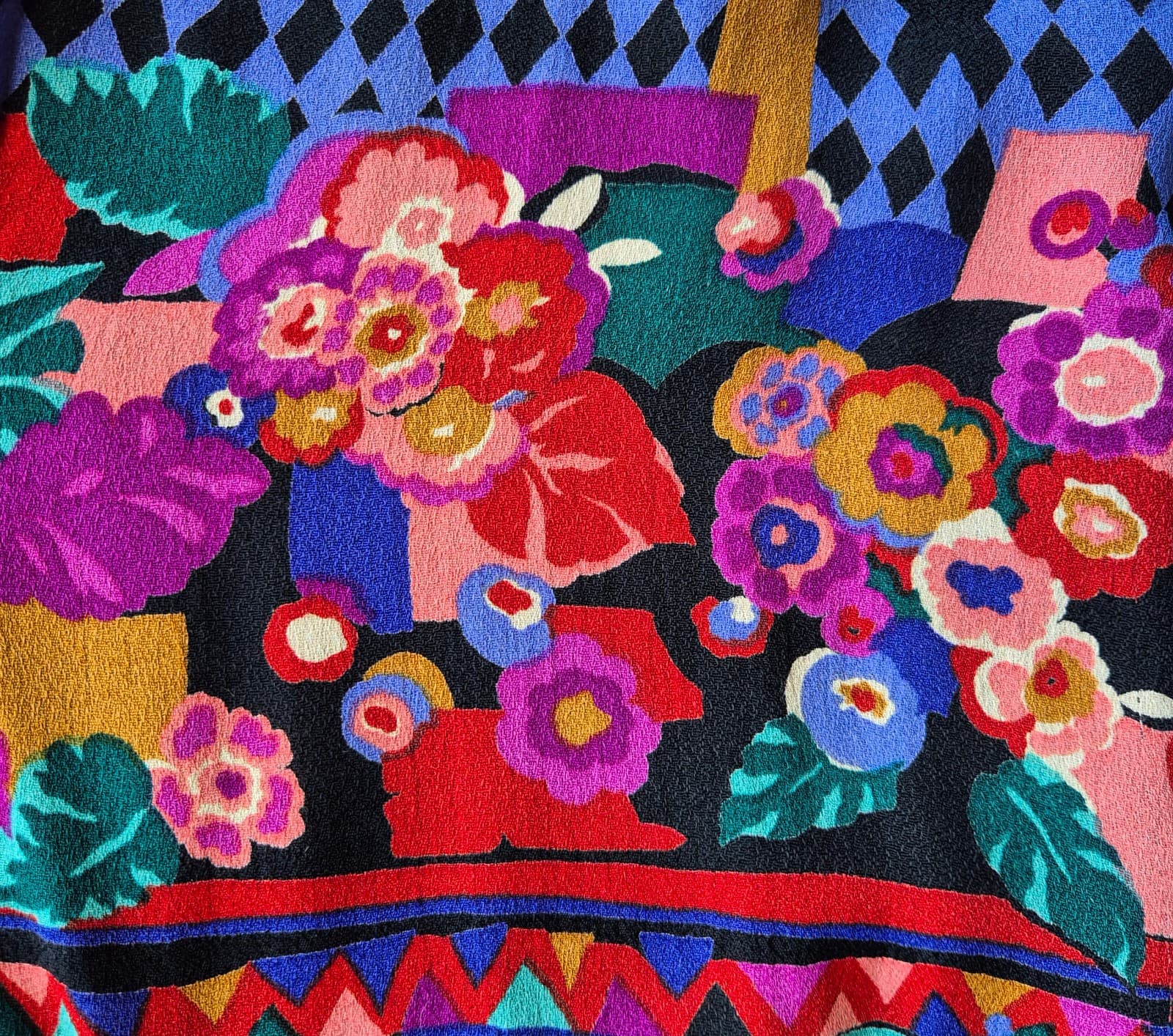 Vintage NWT Carole Little USA Floral Jacket Button Pocket Black Rayon Women's 12 - Thumbnail 10