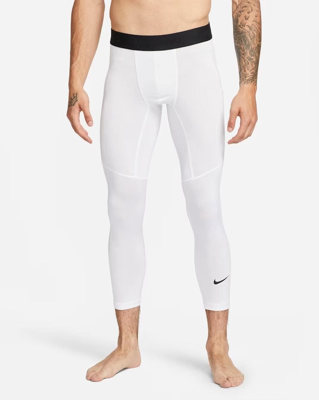 Nike Pro Dri Fit Compression 3/4 Training Tights Side Pocket White Men's L - Thumbnail 2