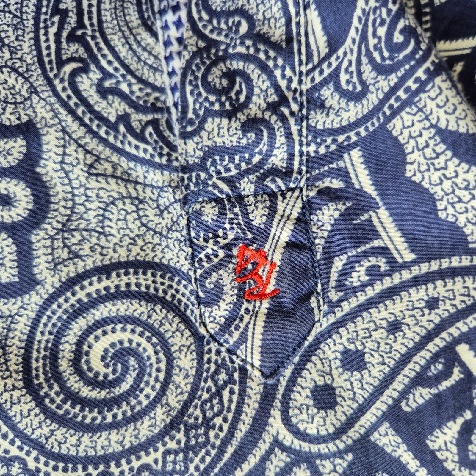 Robert Graham Men L Paisley Embroidered Button-Up Shirt Long Sleeve Cotton Blue - Thumbnail 8