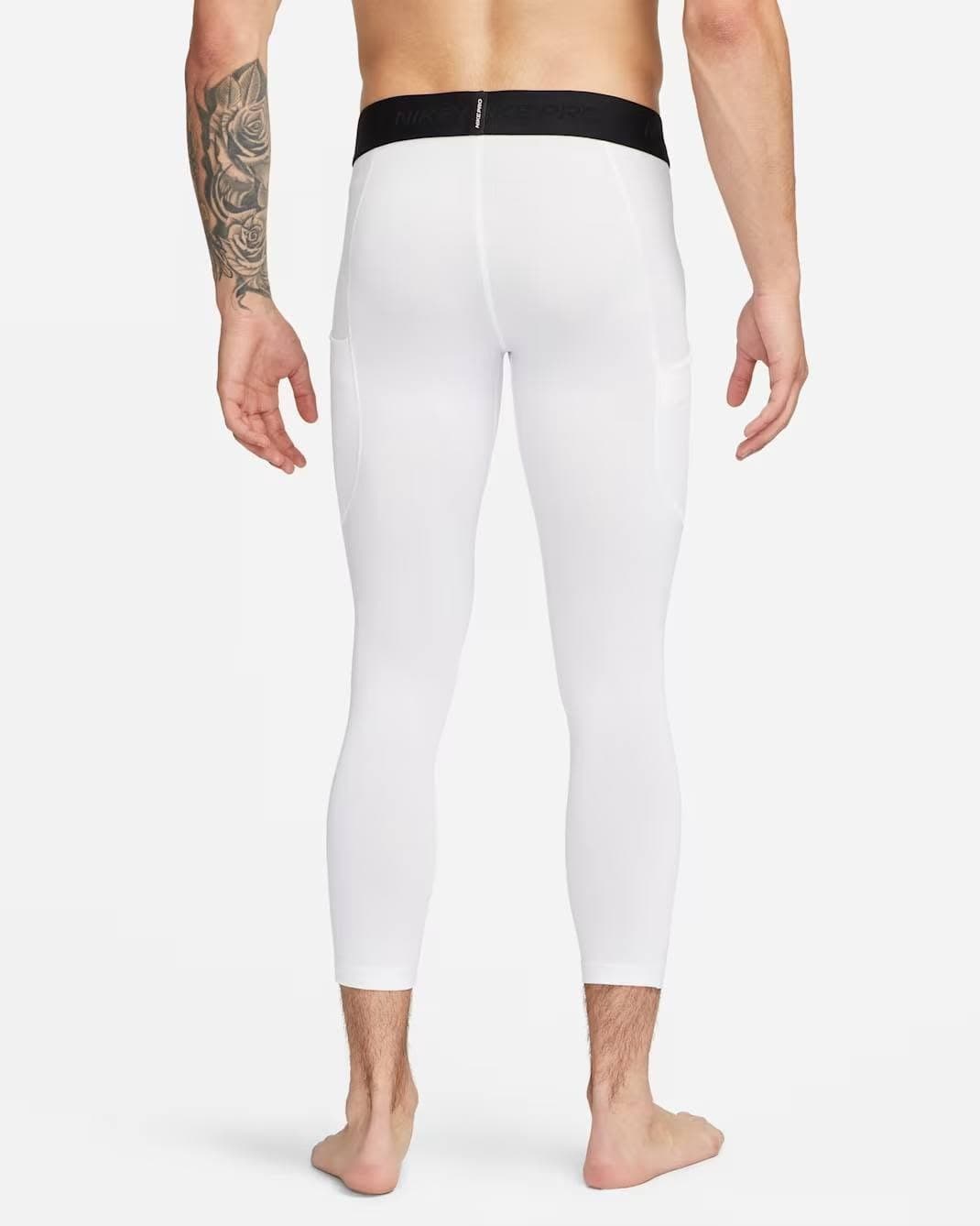 Nike Pro Dri Fit Compression 3/4 Training Tights Side Pocket White Men's L - Thumbnail 9