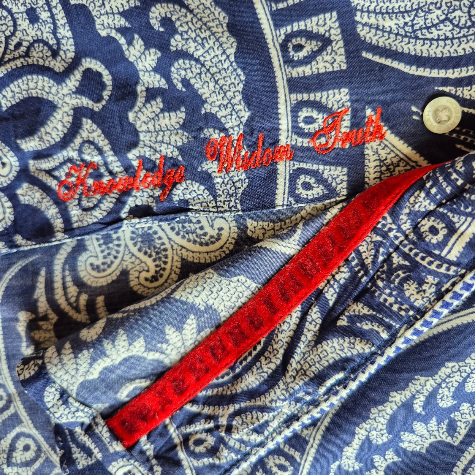 Robert Graham Men L Paisley Embroidered Button-Up Shirt Long Sleeve Cotton Blue - Thumbnail 9