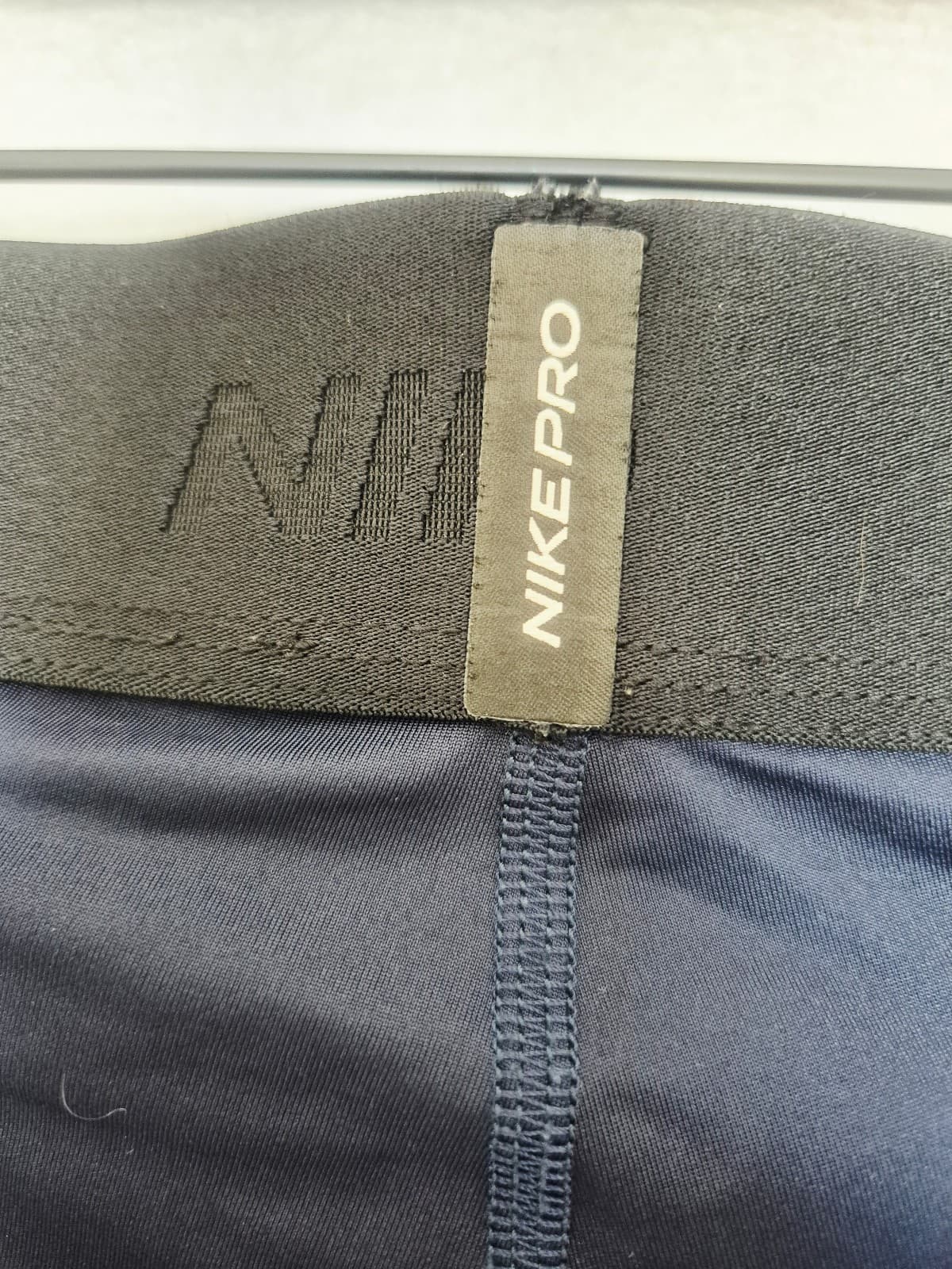 Nike Pro Dri Fit Compression 3/4 Training Tights Side Pocket Navy Blue Men's L - Thumbnail 7