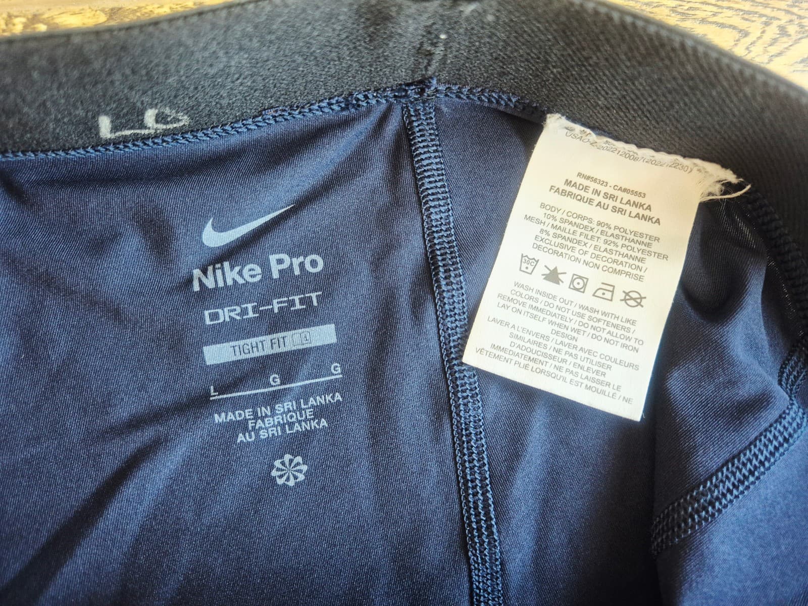 Nike Pro Dri Fit Compression 3/4 Training Tights Side Pocket Navy Blue Men's L - Thumbnail 9