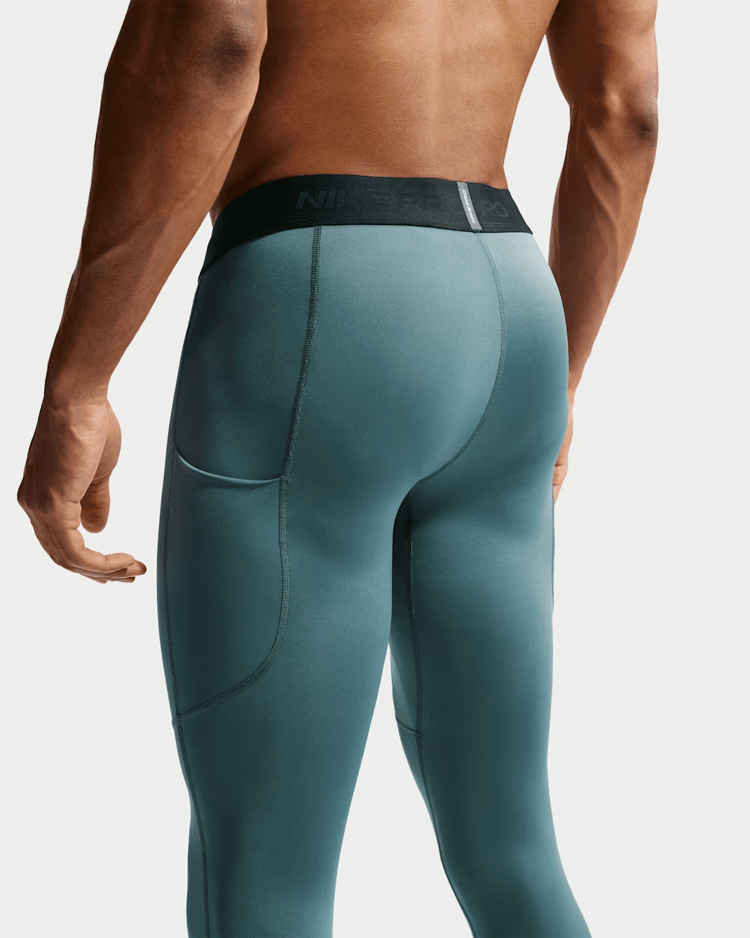 Nike Pro Dri Fit Compression 3/4 Training Tights Side Pocket Navy Blue Men's L - Thumbnail 5