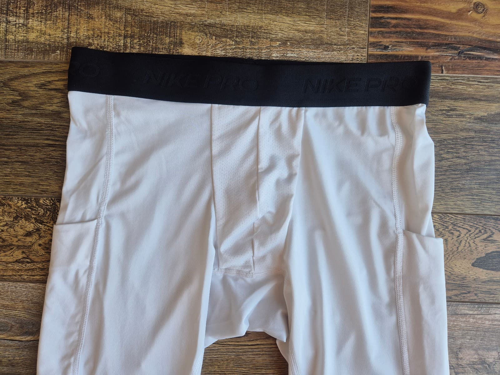 Nike Pro Dri Fit Compression 3/4 Training Tights Side Pocket White Men's L - Thumbnail 7