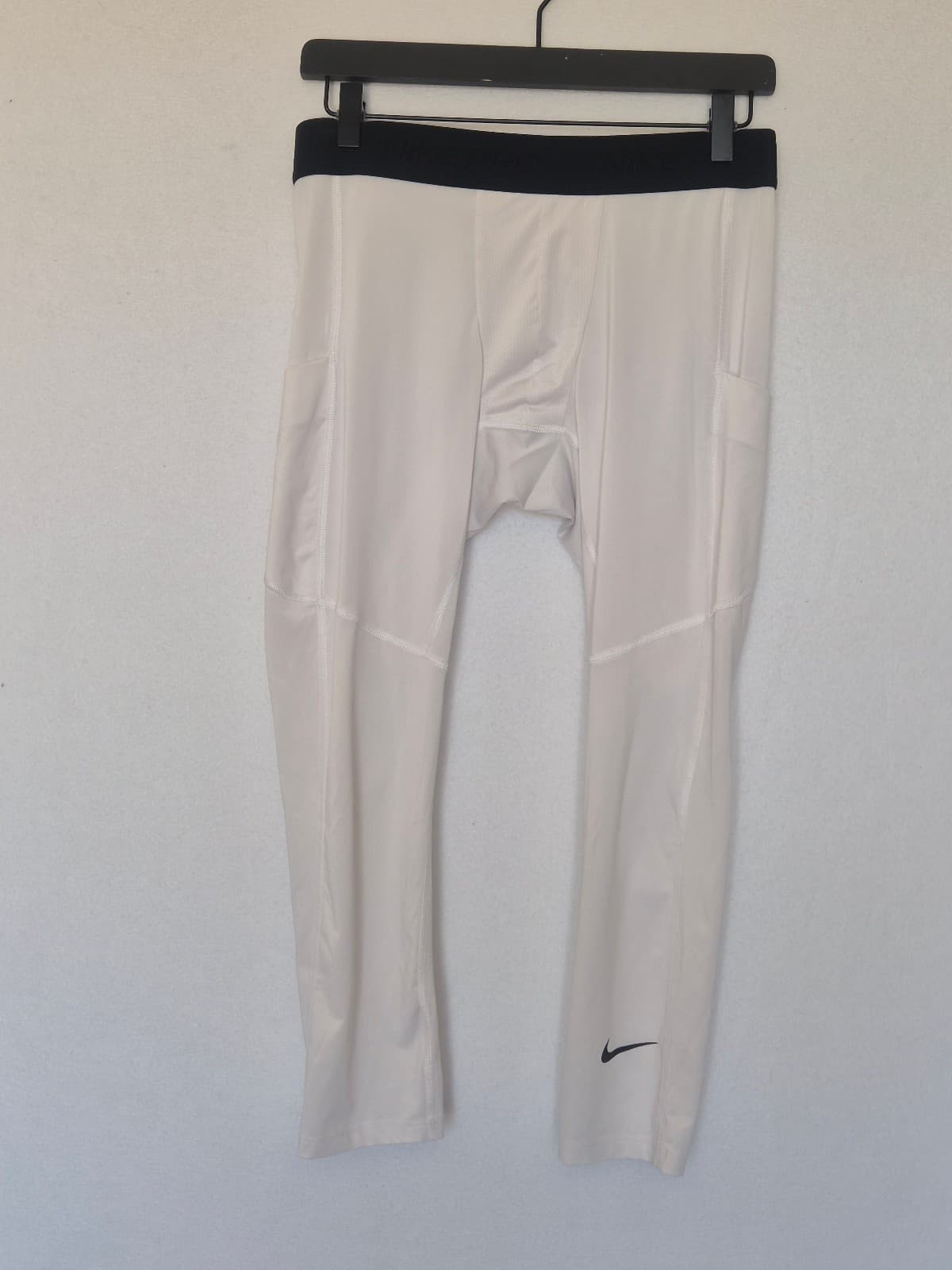 Nike Pro Dri Fit Compression 3/4 Training Tights Side Pocket White Men's L - Thumbnail 8