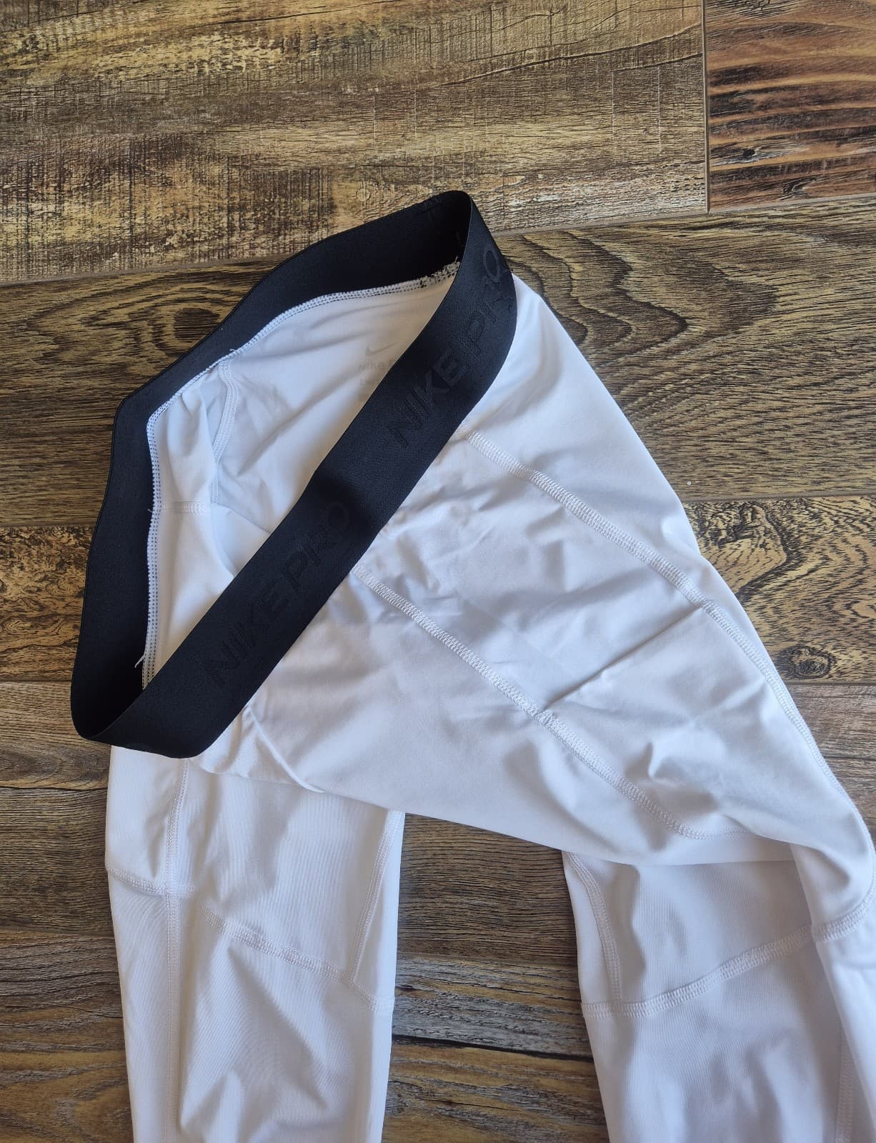 Nike Pro Dri Fit Compression 3/4 Training Tights Side Pocket White Men's L - Thumbnail 5