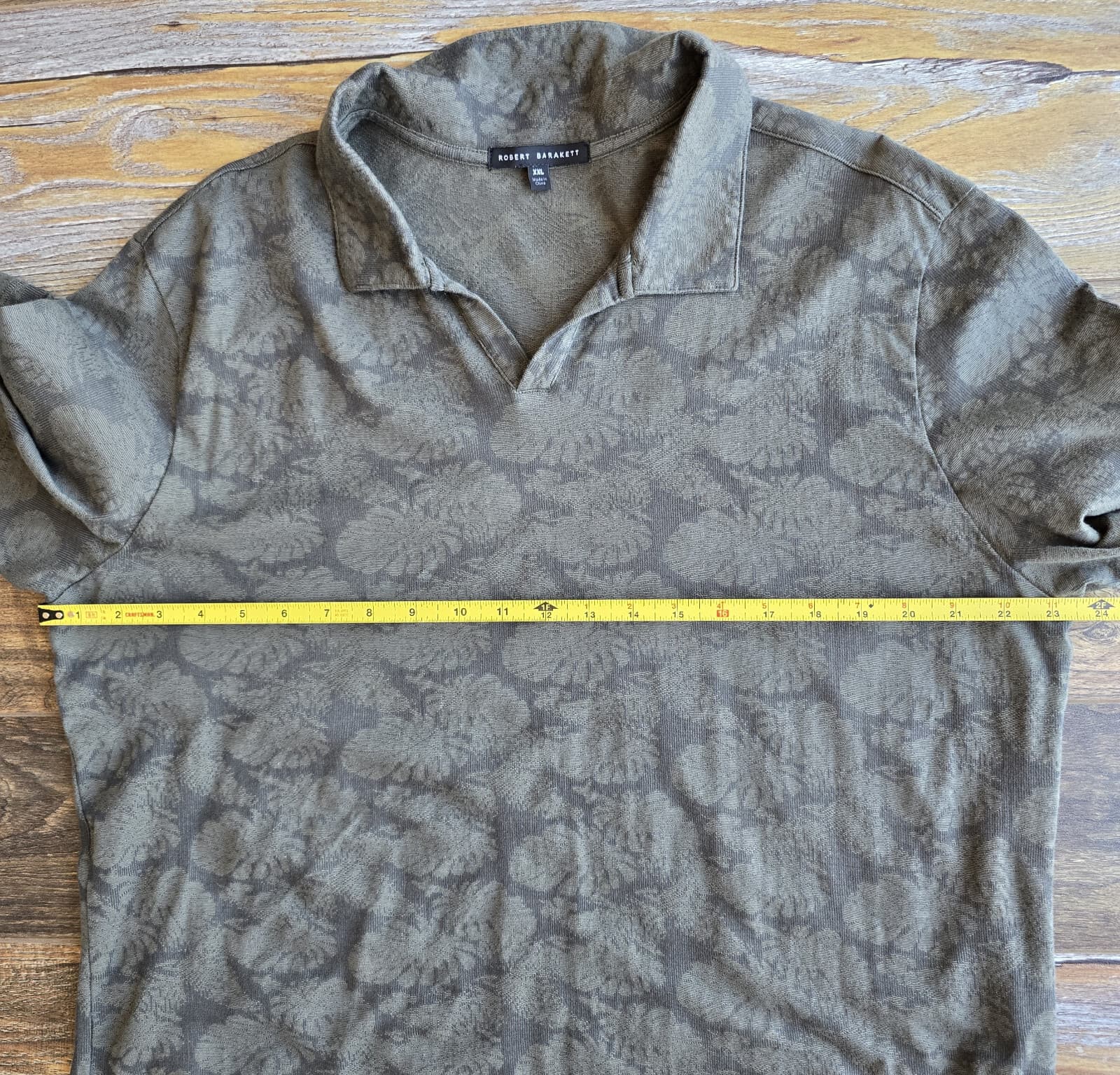 Robert Barakett Troy Open Collar Jacquard Polo Shirt Short Sleeve Green Mens XXL - Thumbnail 9
