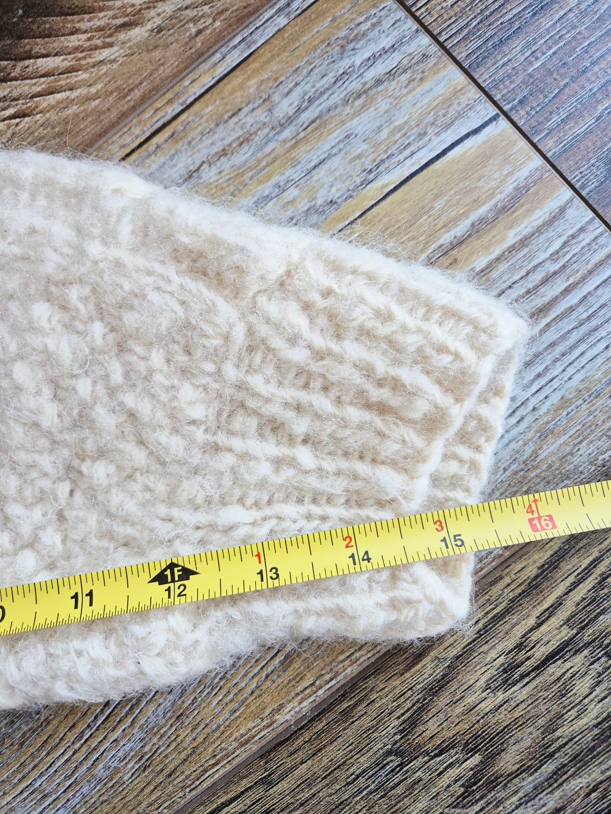 Vintage Nepalnese Wool Chunky Cable Knit Fisherman Crew Sweater Ivory Bust 42" - Thumbnail 8