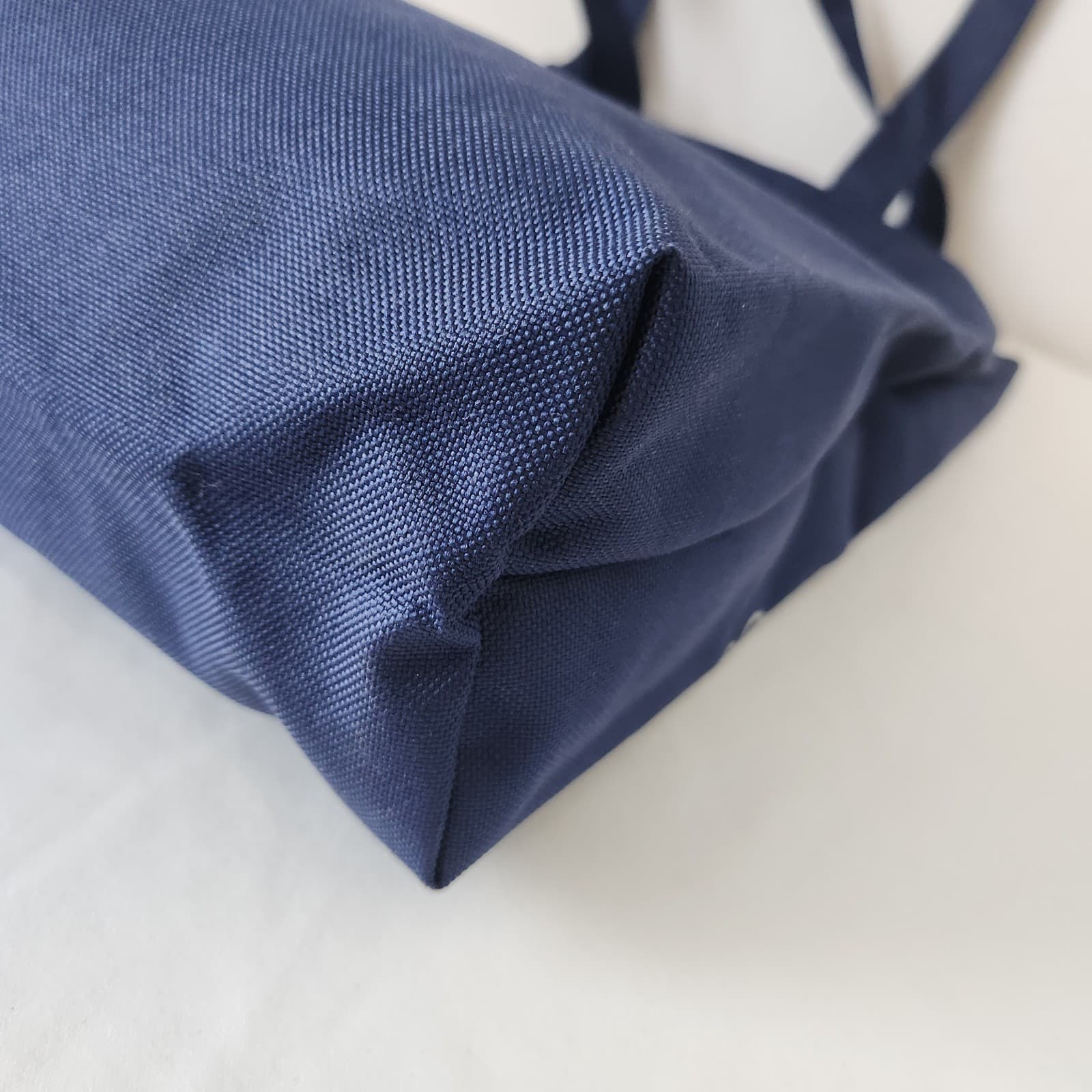 NWT Kingyo Sukui Pincponc Japanese Canvas Tote Shoulder Bag Side-Pocket Navy - Thumbnail 6