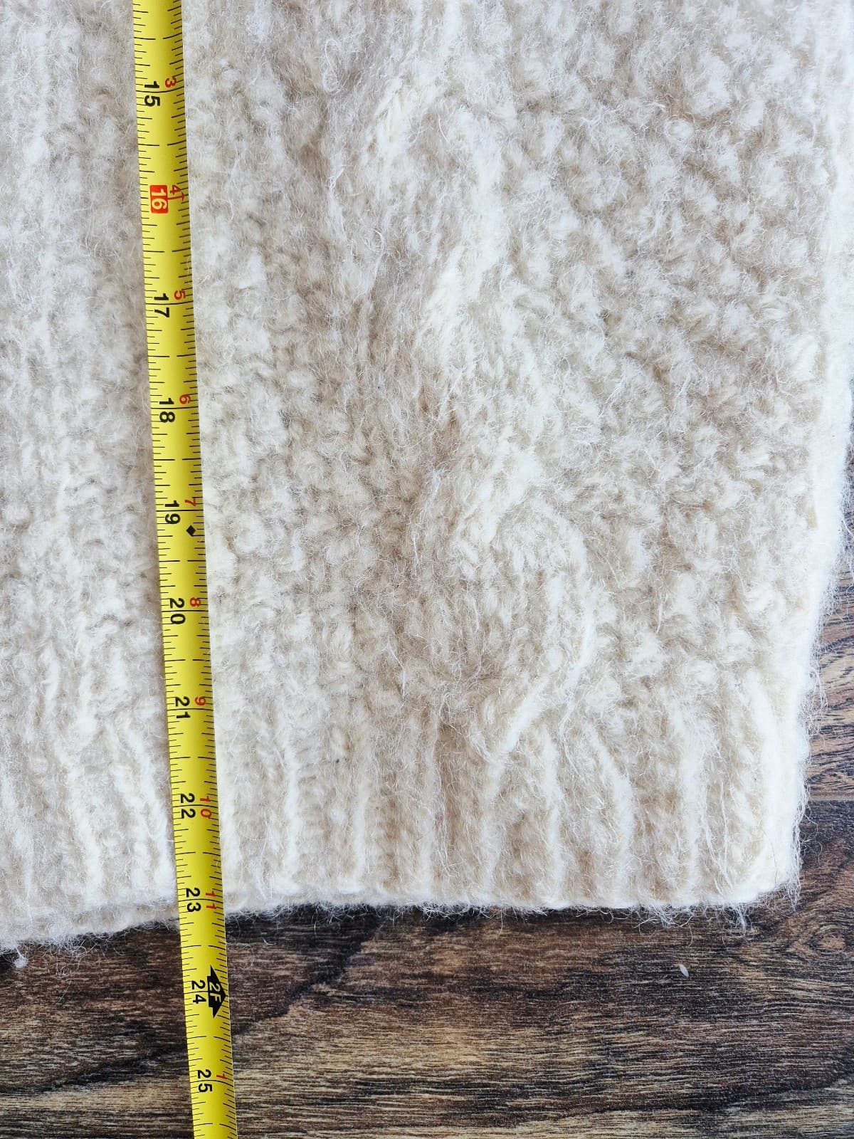 Vintage Nepalnese Wool Chunky Cable Knit Fisherman Crew Sweater Ivory Bust 42" - Thumbnail 10