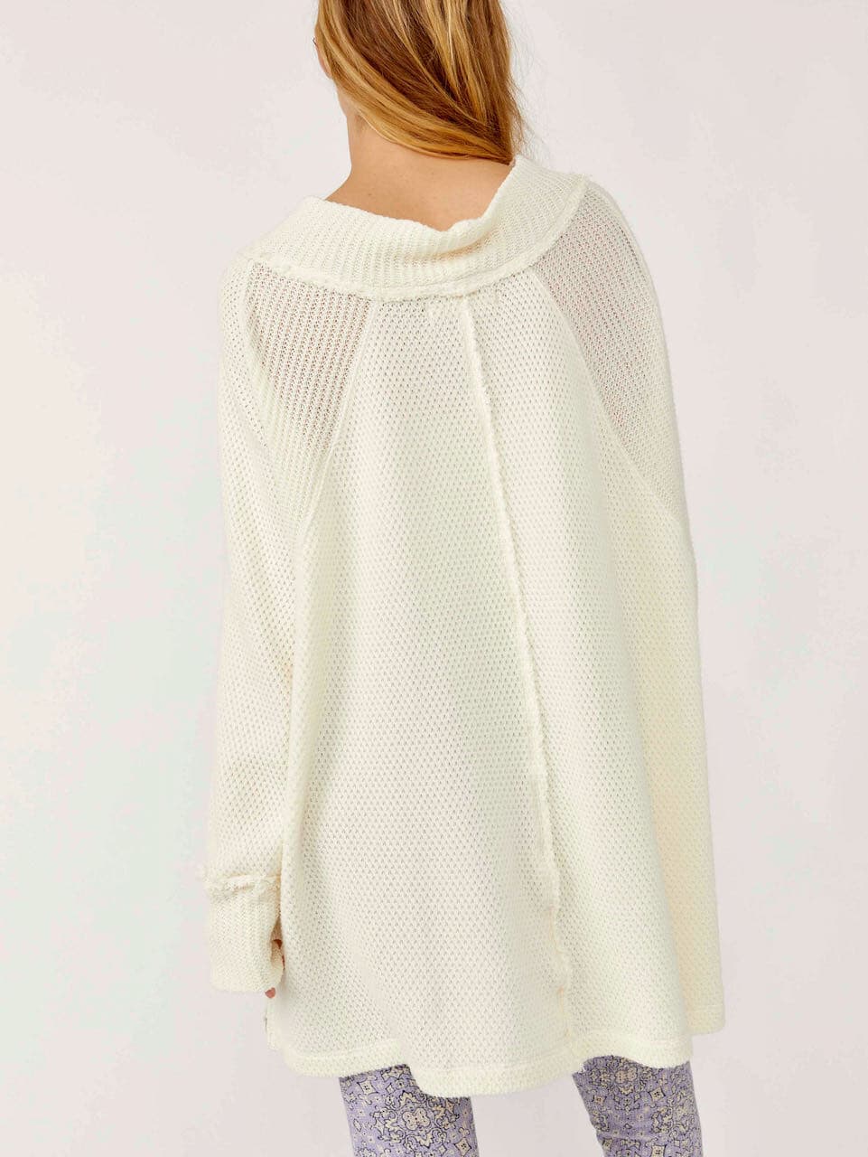 We The Free Shes A Keeper Tunic Sweater Long Sleeve Waffle Knit Ivory Women's M - Thumbnail 3
