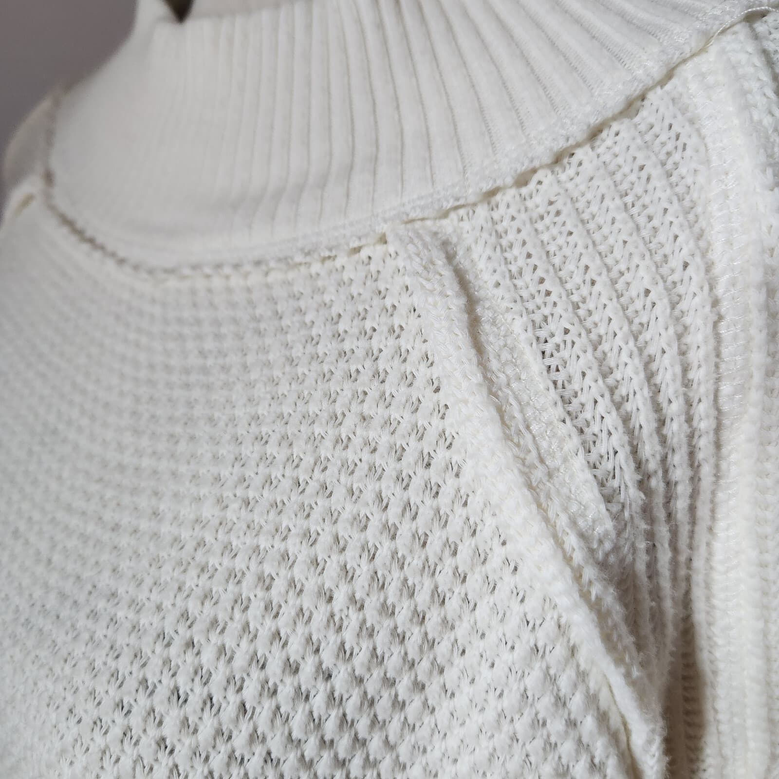 We The Free Shes A Keeper Tunic Sweater Long Sleeve Waffle Knit Ivory Women's M - Thumbnail 6