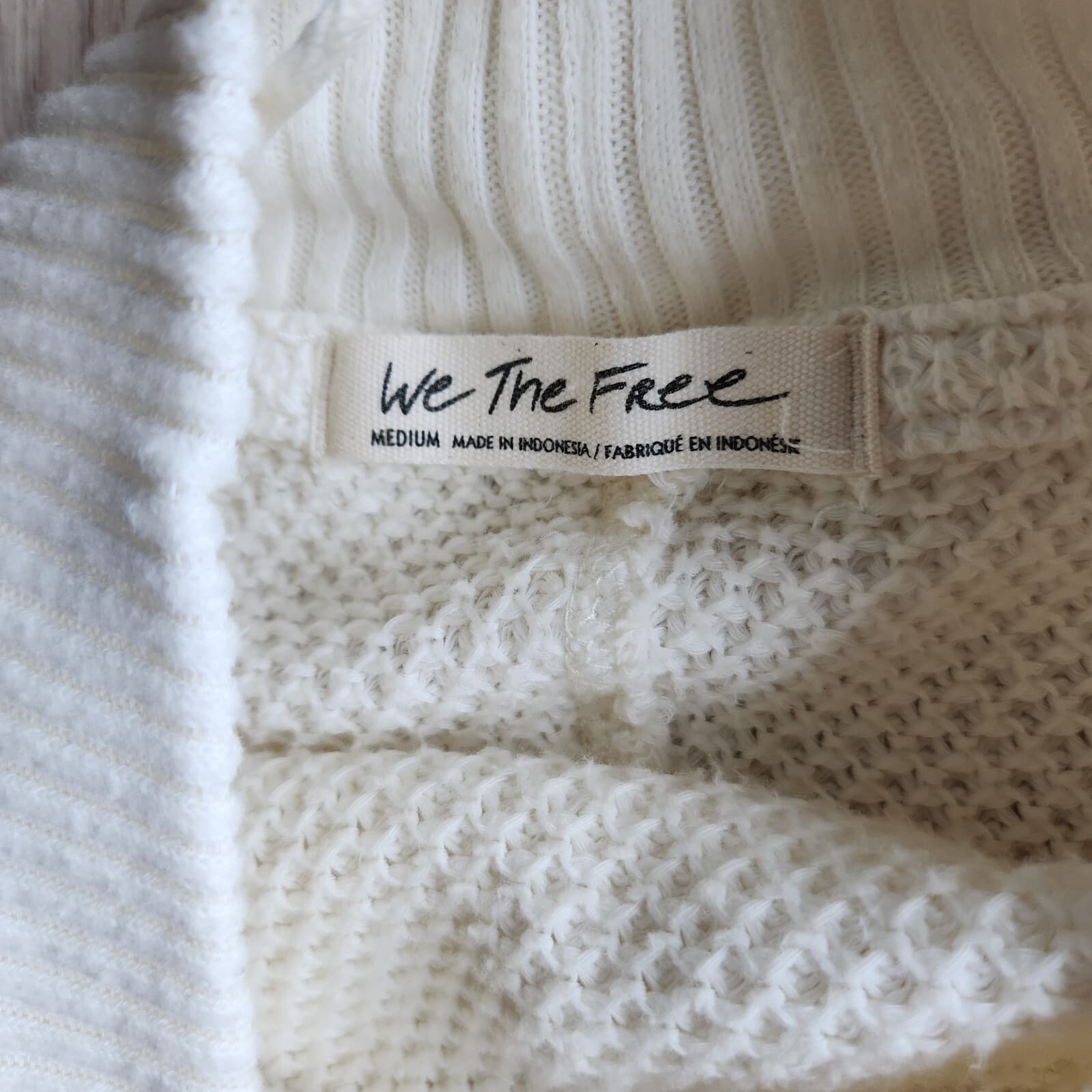 We The Free Shes A Keeper Tunic Sweater Long Sleeve Waffle Knit Ivory Women's M - Thumbnail 11