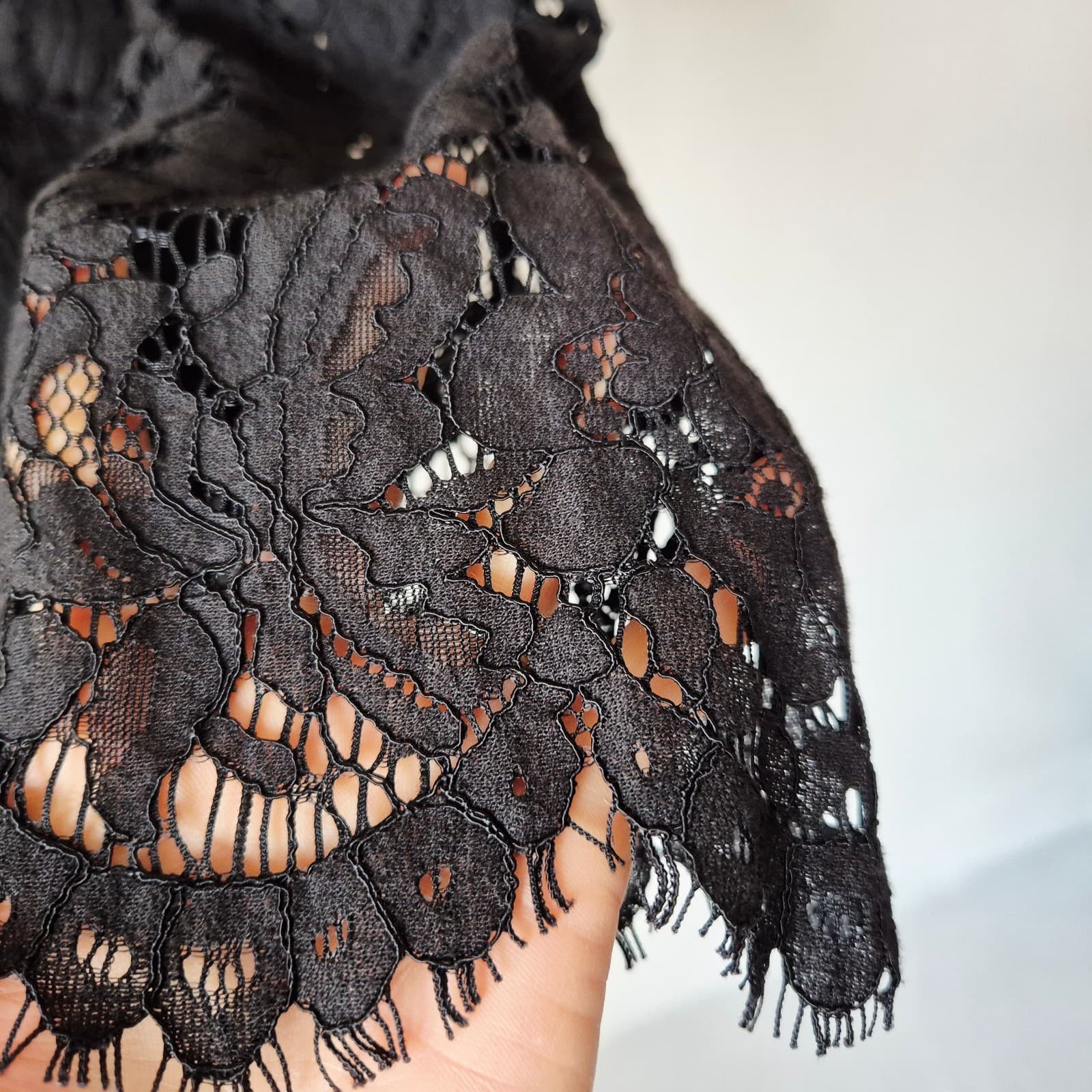 TORRID Sheer Lace Blazer Shawl Collar Open Front Body Lined Black Women's 2 (2X) - Thumbnail 6