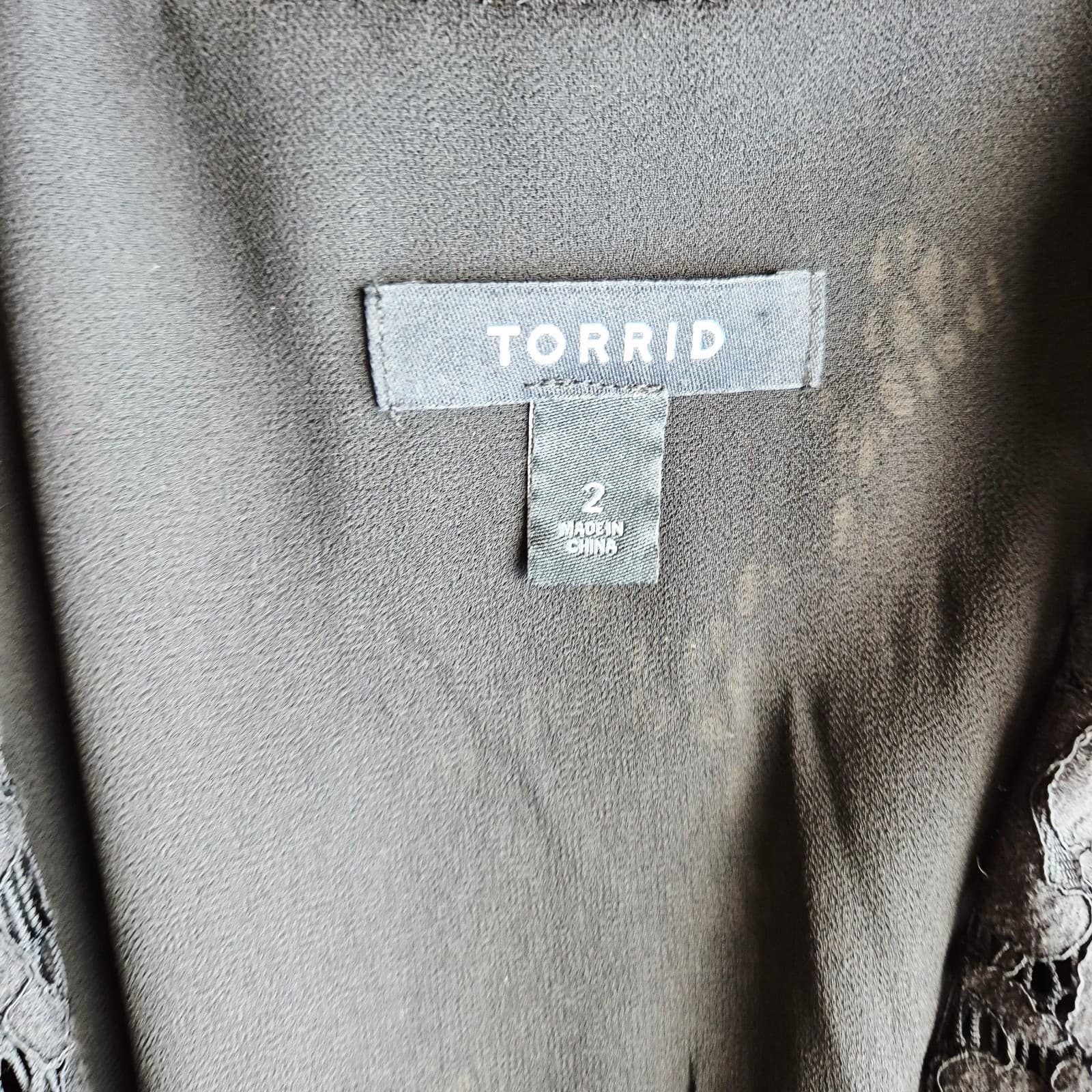 TORRID Sheer Lace Blazer Shawl Collar Open Front Body Lined Black Women's 2 (2X) - Thumbnail 12