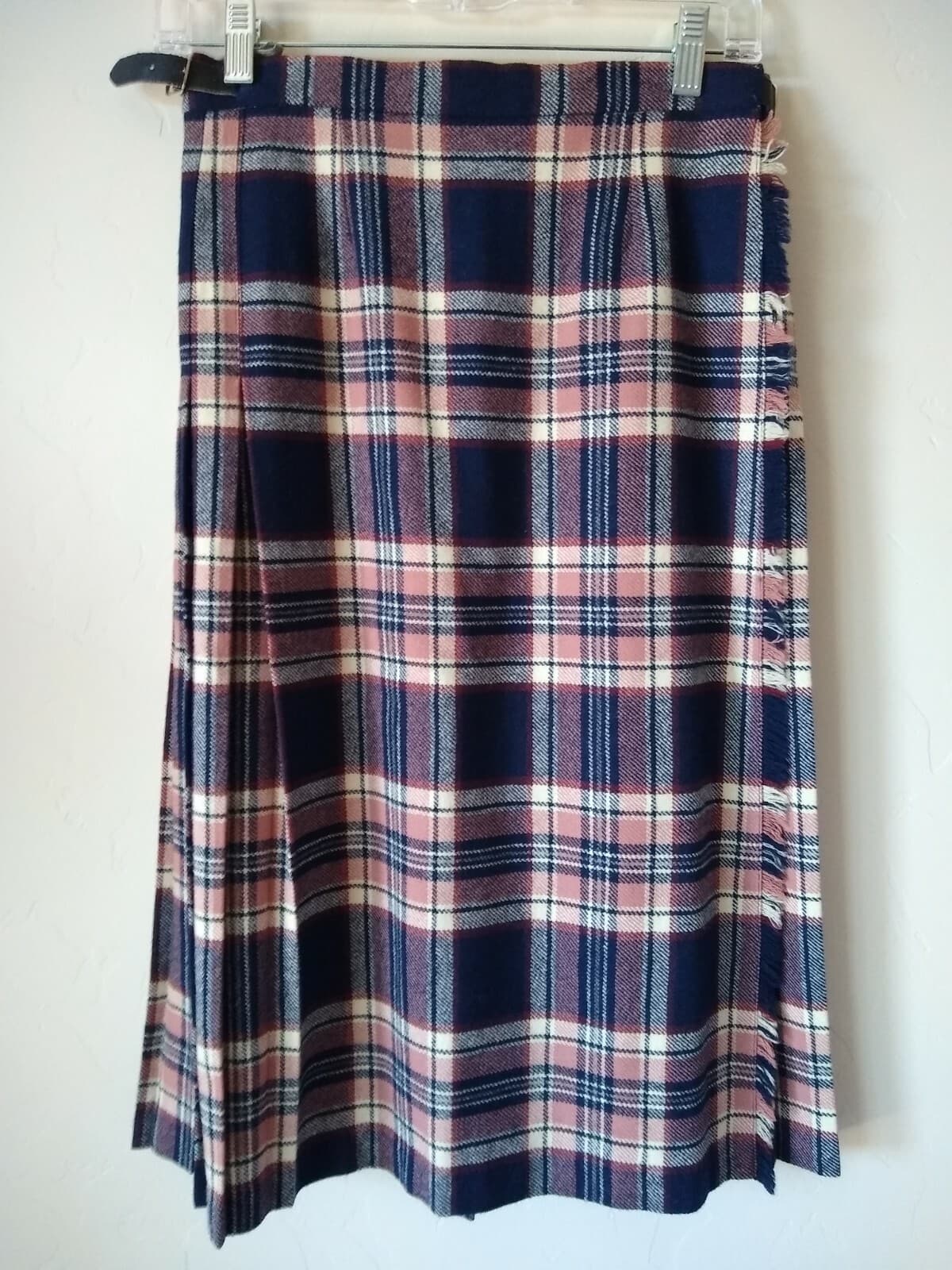 Vintage Pitlochry Knitwear Scotland 100% Wool Wrap Skirt Plaid Multicolor Sz.14 - Thumbnail 4