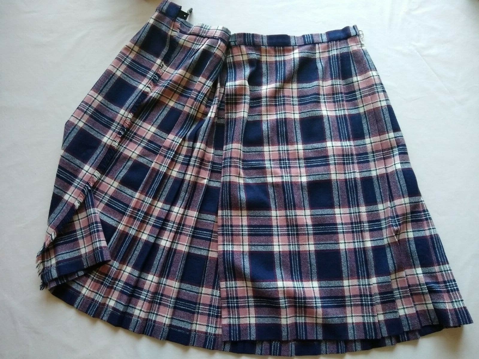 Vintage Pitlochry Knitwear Scotland 100% Wool Wrap Skirt Plaid Multicolor Sz.14 - Thumbnail 7
