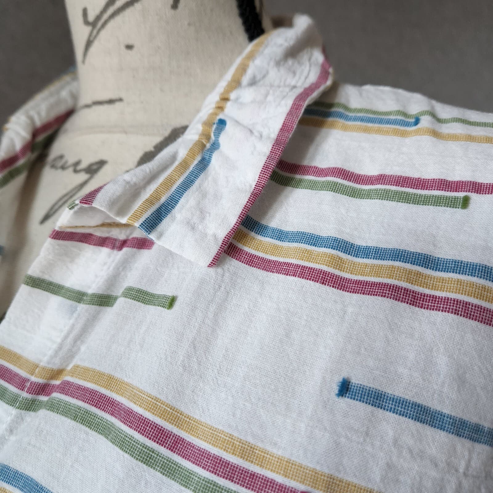 Habitat Stripe Top Button-Down Pocket Short Sleeve Stretch Multicolor Women S - Thumbnail 2