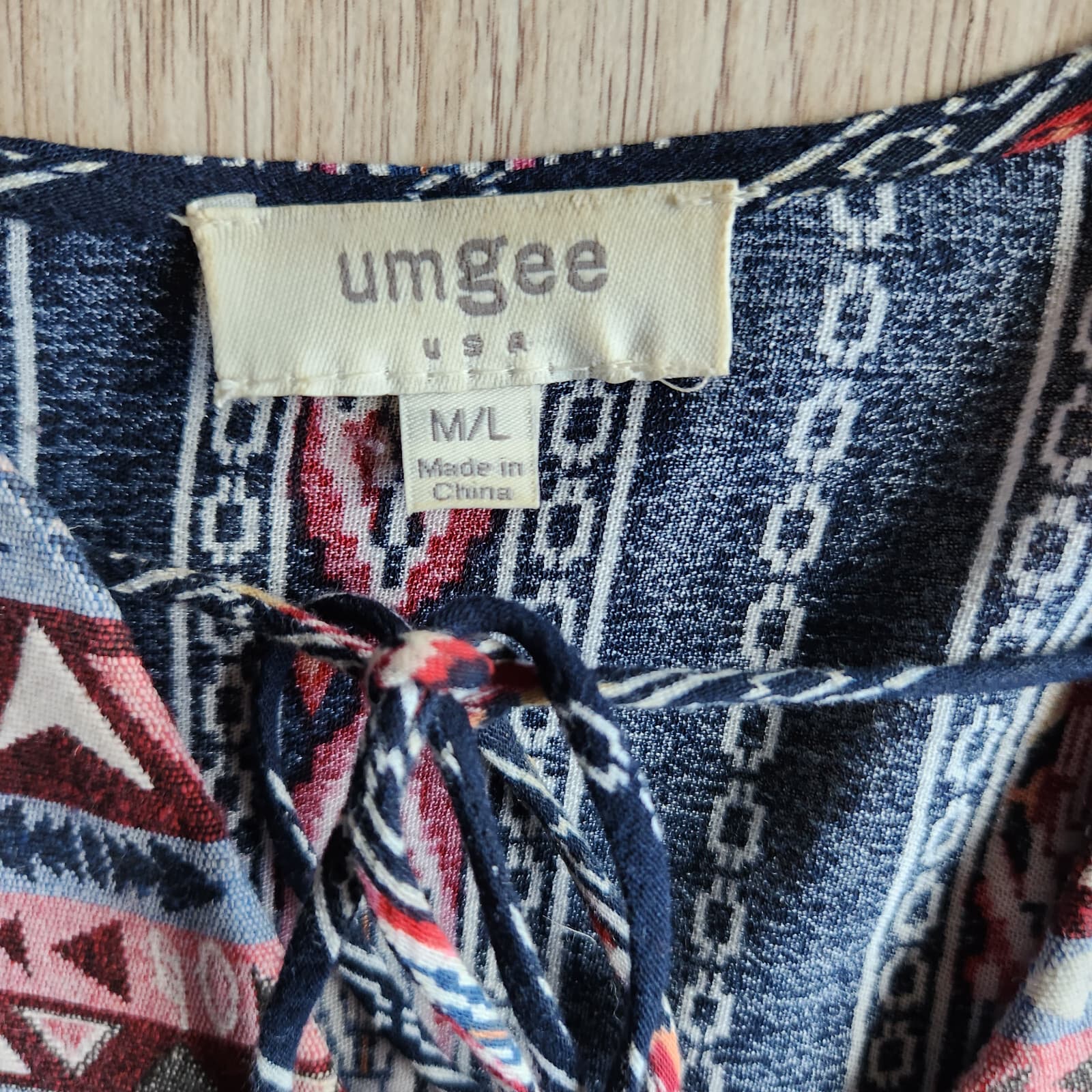 Umgee Aztec Southwest Butterfoy Sleeve Top Tassel Cotton Blend Multicolor Sz.M/L - Thumbnail 6