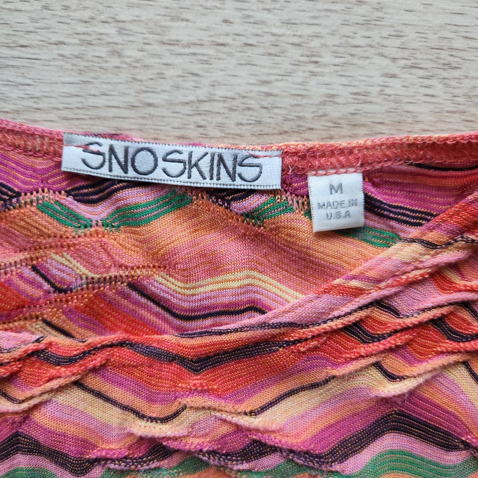 Sno Skins Hi-Low Tunic Knit Top 3/4 Sleeve Zig-Zag Multicolor Sz.M Made in USA - Thumbnail 7