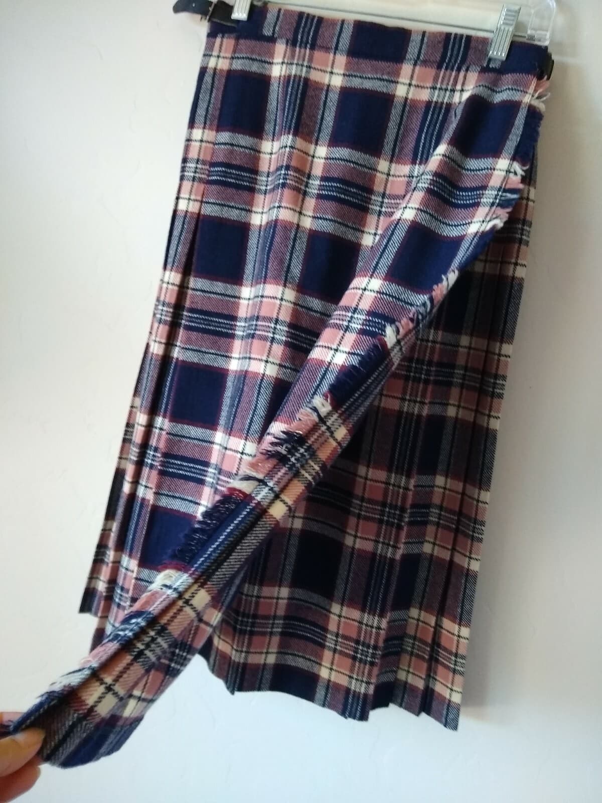 Vintage Pitlochry Knitwear Scotland 100% Wool Wrap Skirt Plaid Multicolor Sz.14 - Thumbnail 5