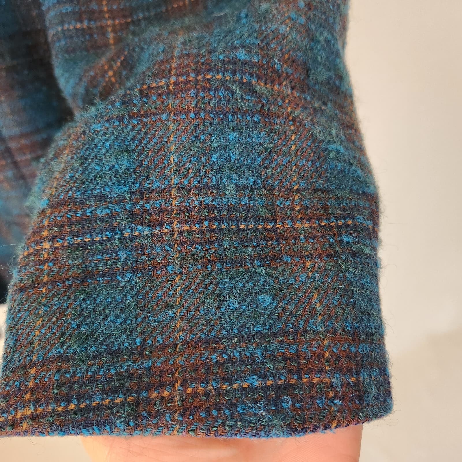Vintage'90s Pendleton USA Wool Atomic Fleck Jacket Button Blue Green Plaid Sz.14 - Thumbnail 4