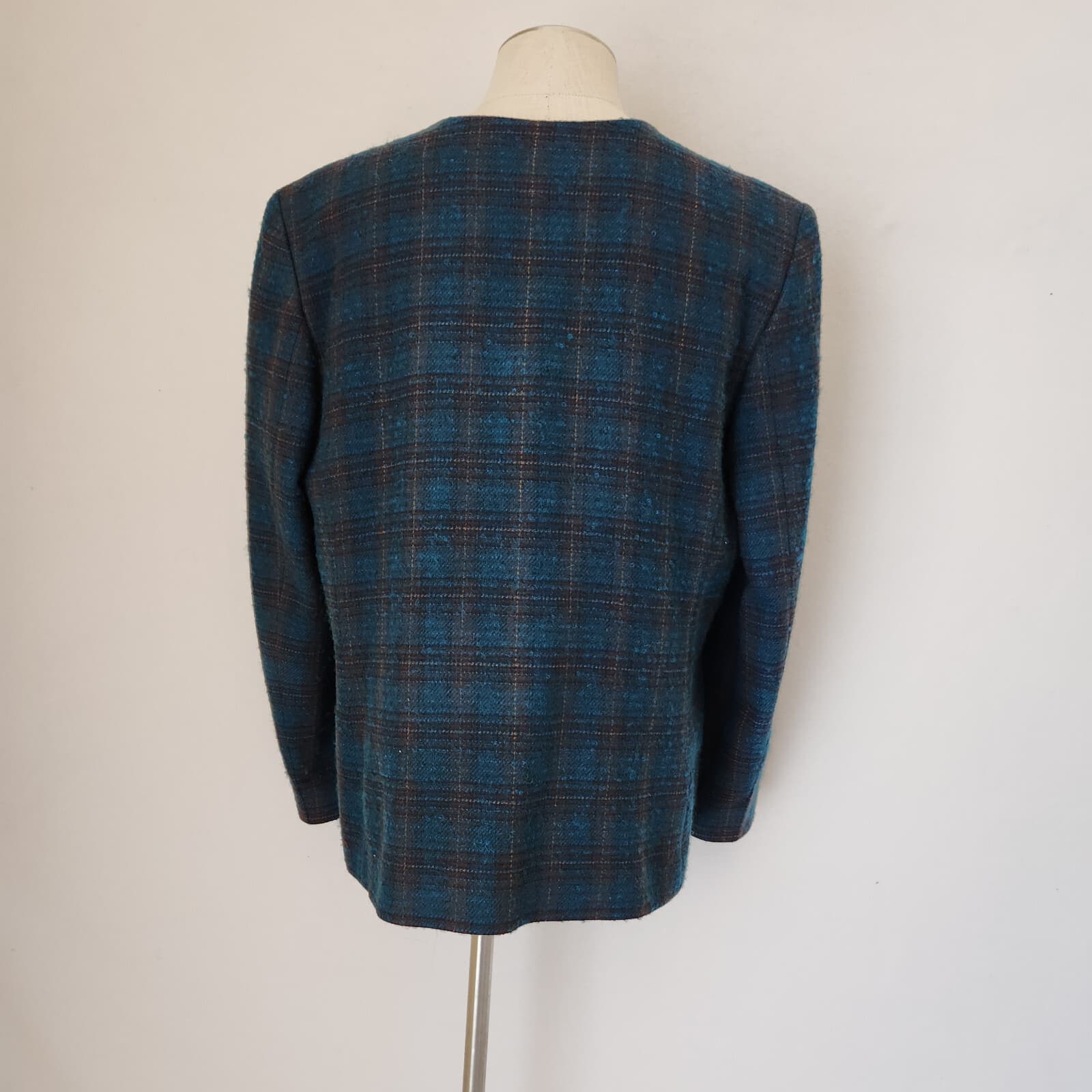Vintage'90s Pendleton USA Wool Atomic Fleck Jacket Button Blue Green Plaid Sz.14 - Thumbnail 6