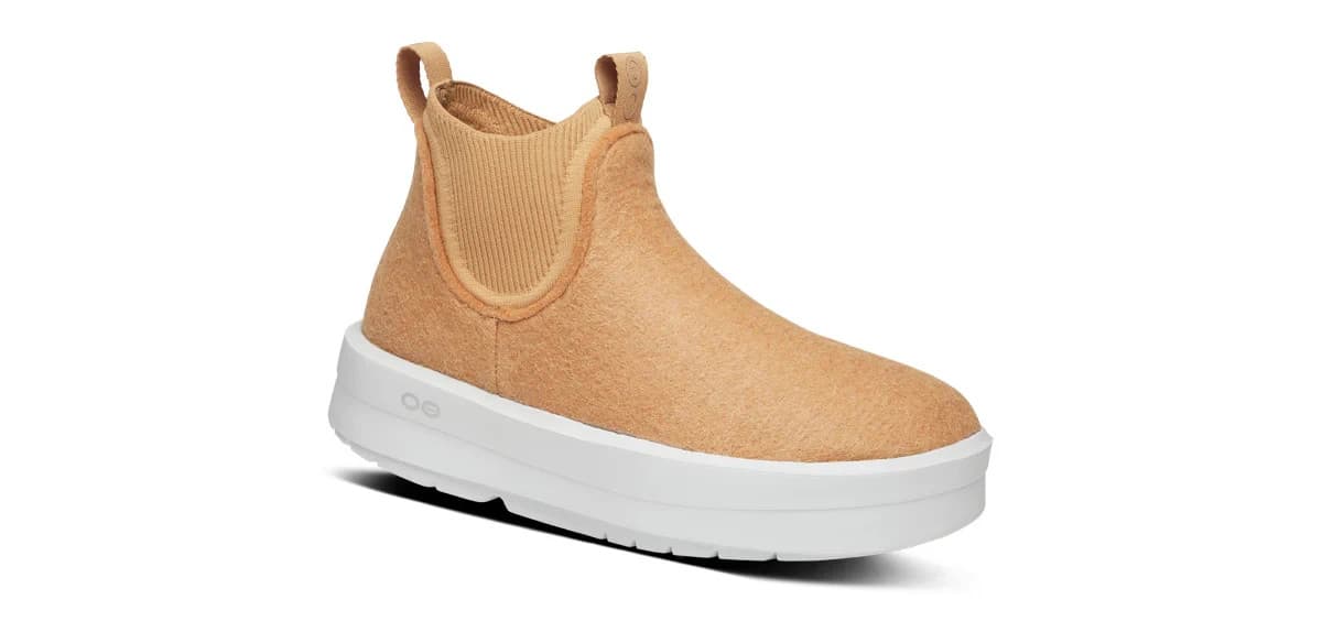 NEW OOFOS OOmega Londoner Women's 5 Ankle Boot Insulated Wool Blend Almond $160 - Thumbnail 4