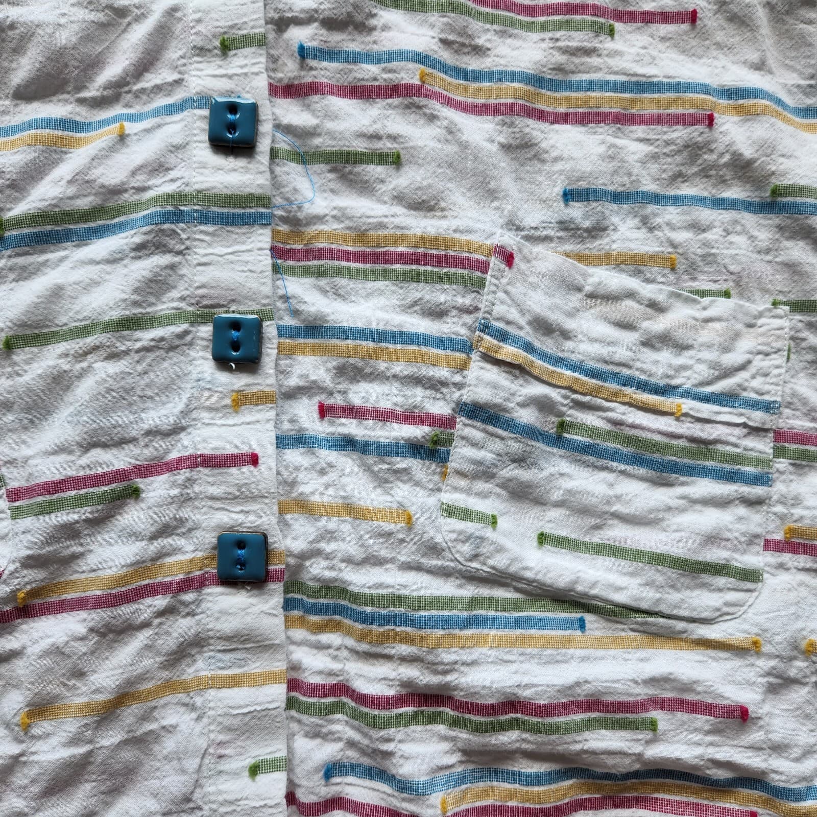 Habitat Stripe Top Button-Down Pocket Short Sleeve Stretch Multicolor Women S - Thumbnail 6