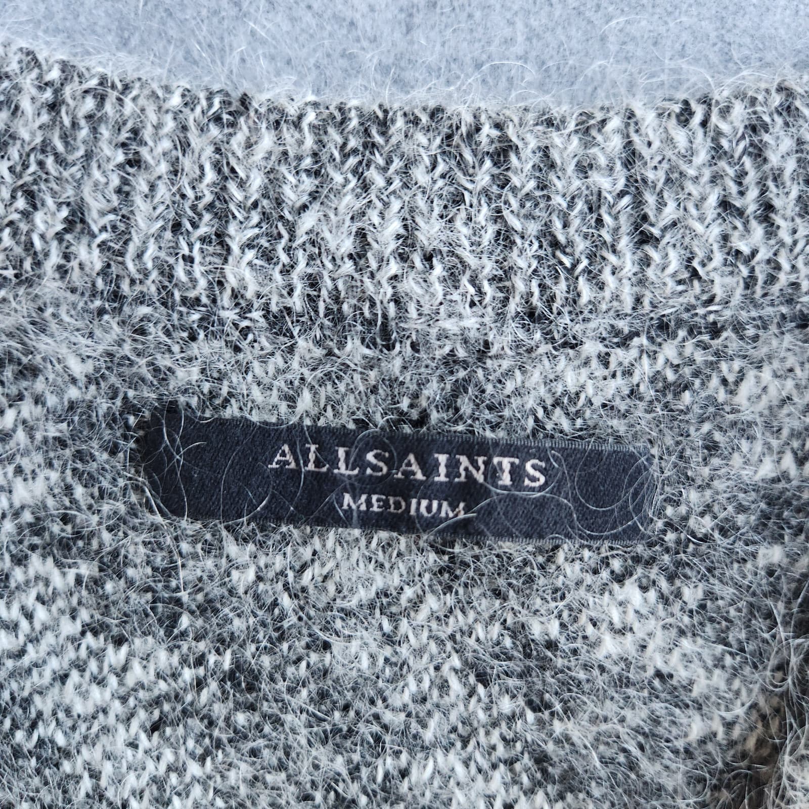 NWoT AllSaints Animal Jumper Wool Mohair V-Neck Sweater Gray Black Women's M - Thumbnail 8