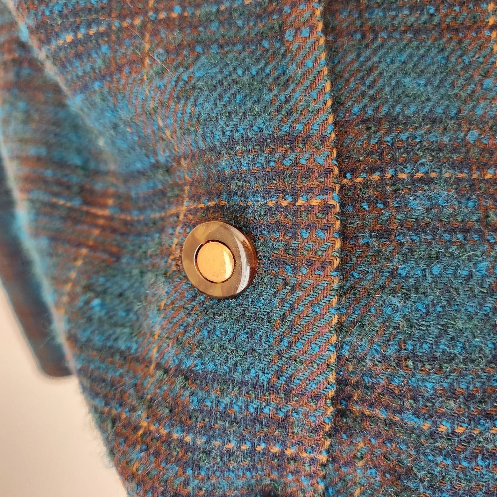 Vintage'90s Pendleton USA Wool Atomic Fleck Jacket Button Blue Green Plaid Sz.14 - Thumbnail 5