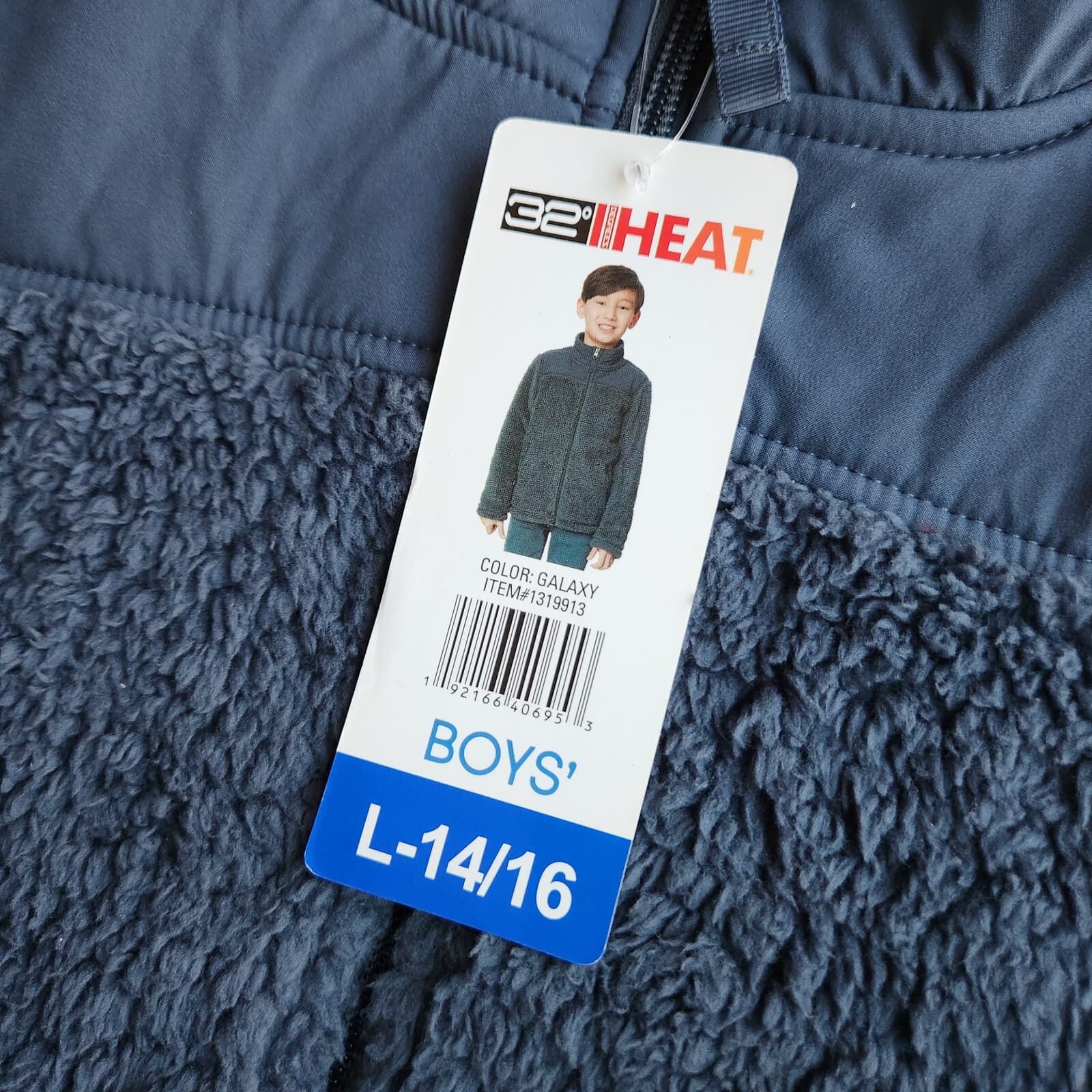 NWT 32 Degrees Heat Sherpa Fleece Zip-Up Jacket Zip-Pocket Galaxy Blue Boys' L - Thumbnail 5