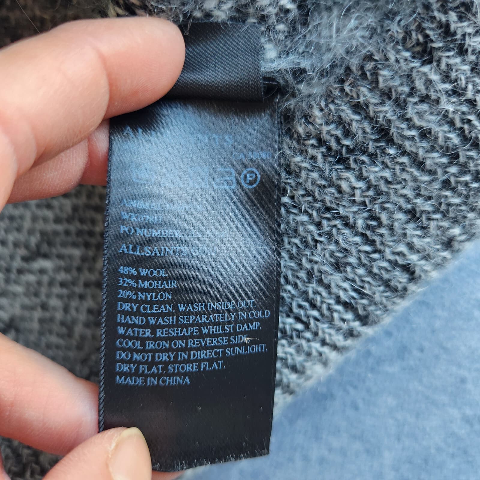 NWoT AllSaints Animal Jumper Wool Mohair V-Neck Sweater Gray Black Women's M - Thumbnail 9