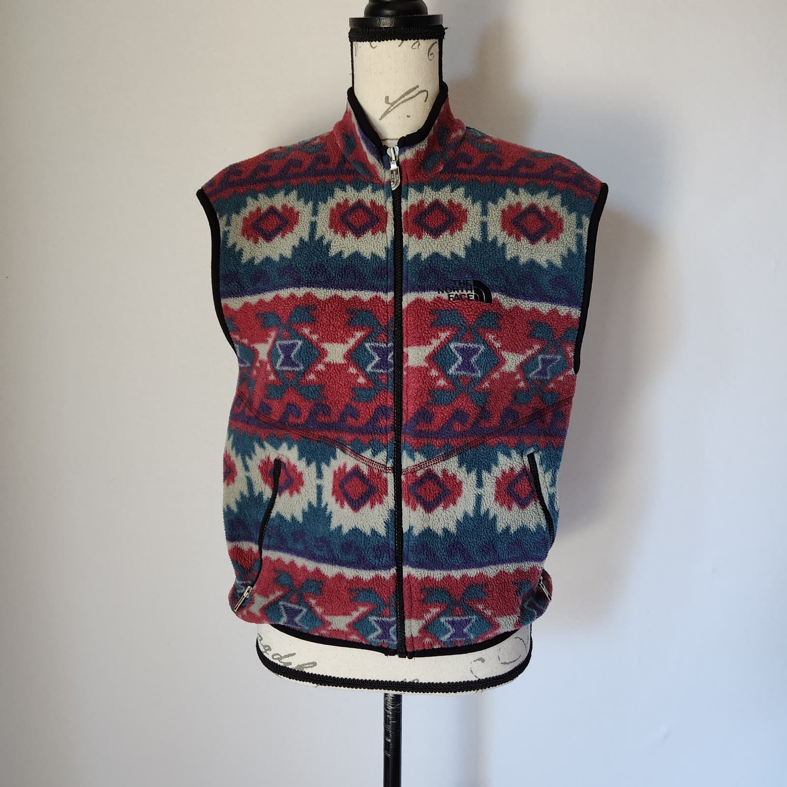 Vintage The North Face Southwest Aztec Fleece Vest Zip-Up Women's S Made in USA - Thumbnail 2