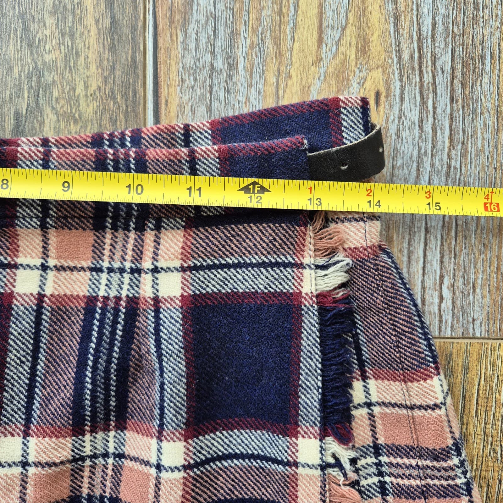 Vintage Pitlochry Knitwear Scotland 100% Wool Wrap Skirt Plaid Multicolor Sz.14 - Thumbnail 14