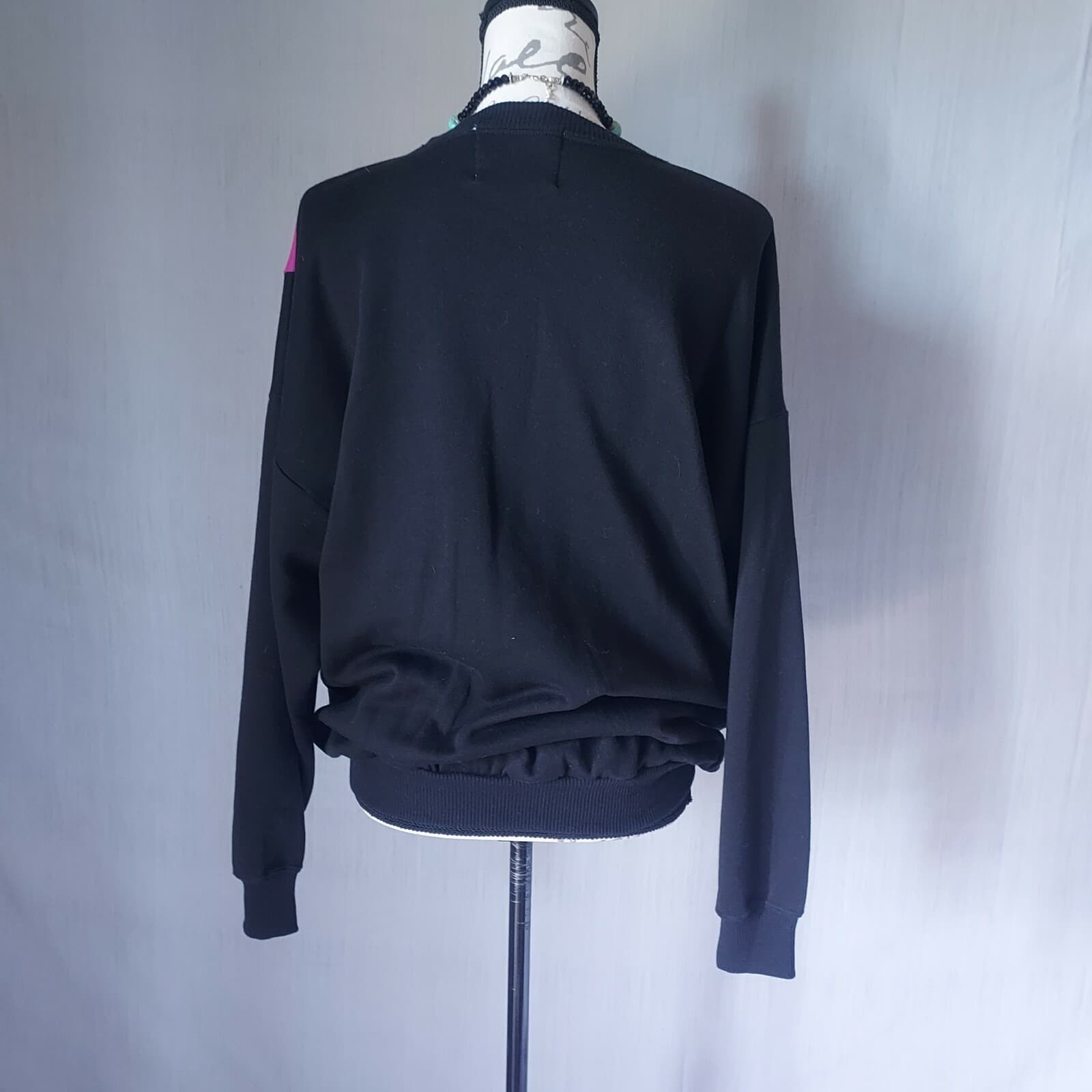 VTG Marcy'n Me Patrick Lee Fleece Lined Sweatshirt Floral Black Purple Chest 46" - Thumbnail 5