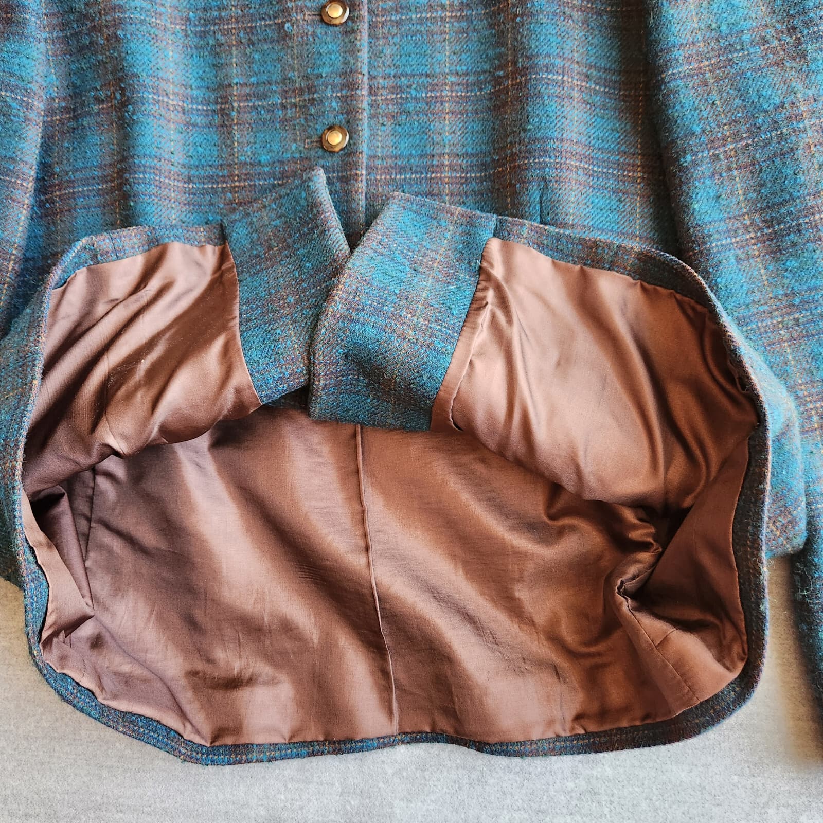Vintage'90s Pendleton USA Wool Atomic Fleck Jacket Button Blue Green Plaid Sz.14 - Thumbnail 9
