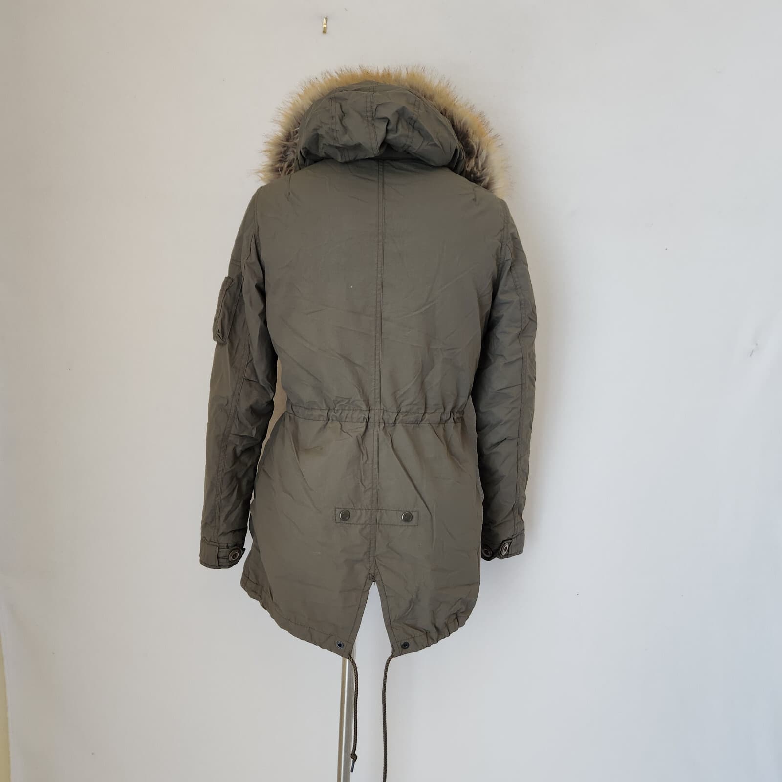Alpha Industries J-4 Impact Fishtail Parka Jacket Faux Fur Hood Green Women's XS - Thumbnail 7