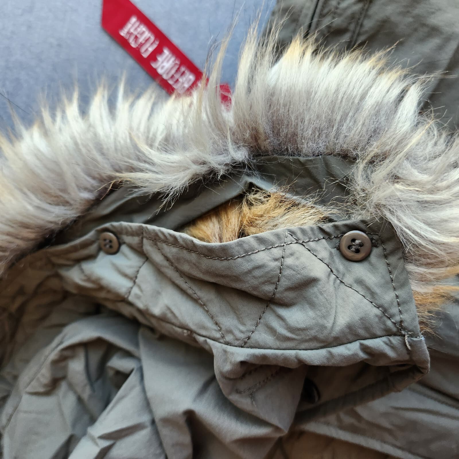 Alpha Industries J-4 Impact Fishtail Parka Jacket Faux Fur Hood Green Women's XS - Thumbnail 15
