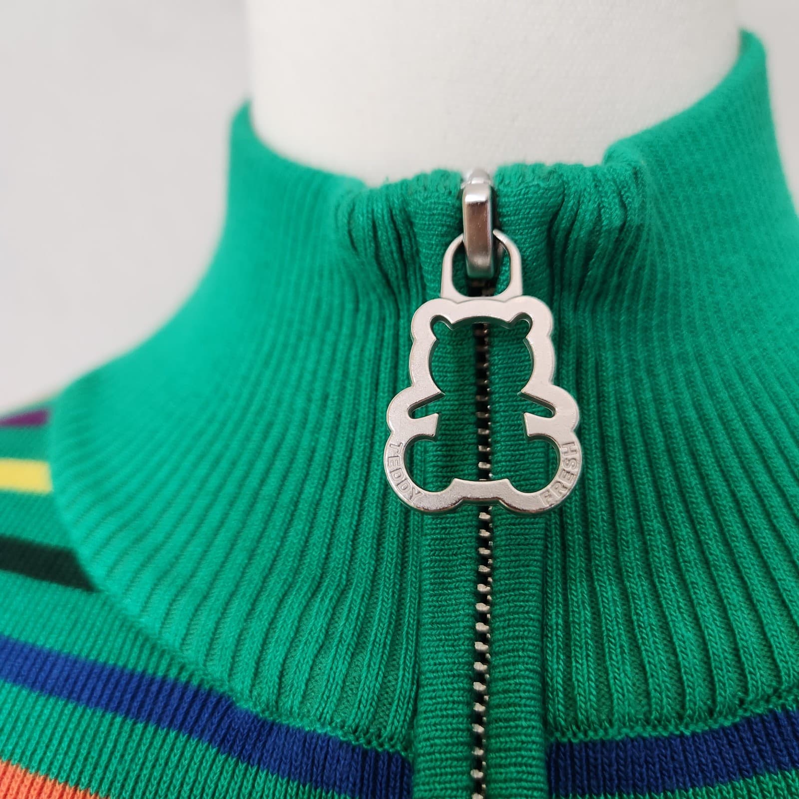 Teddy Fresh Multicolor Striped 1/4 Zip Sweater Mock Neck Viscose Blend Women's M - Thumbnail 6